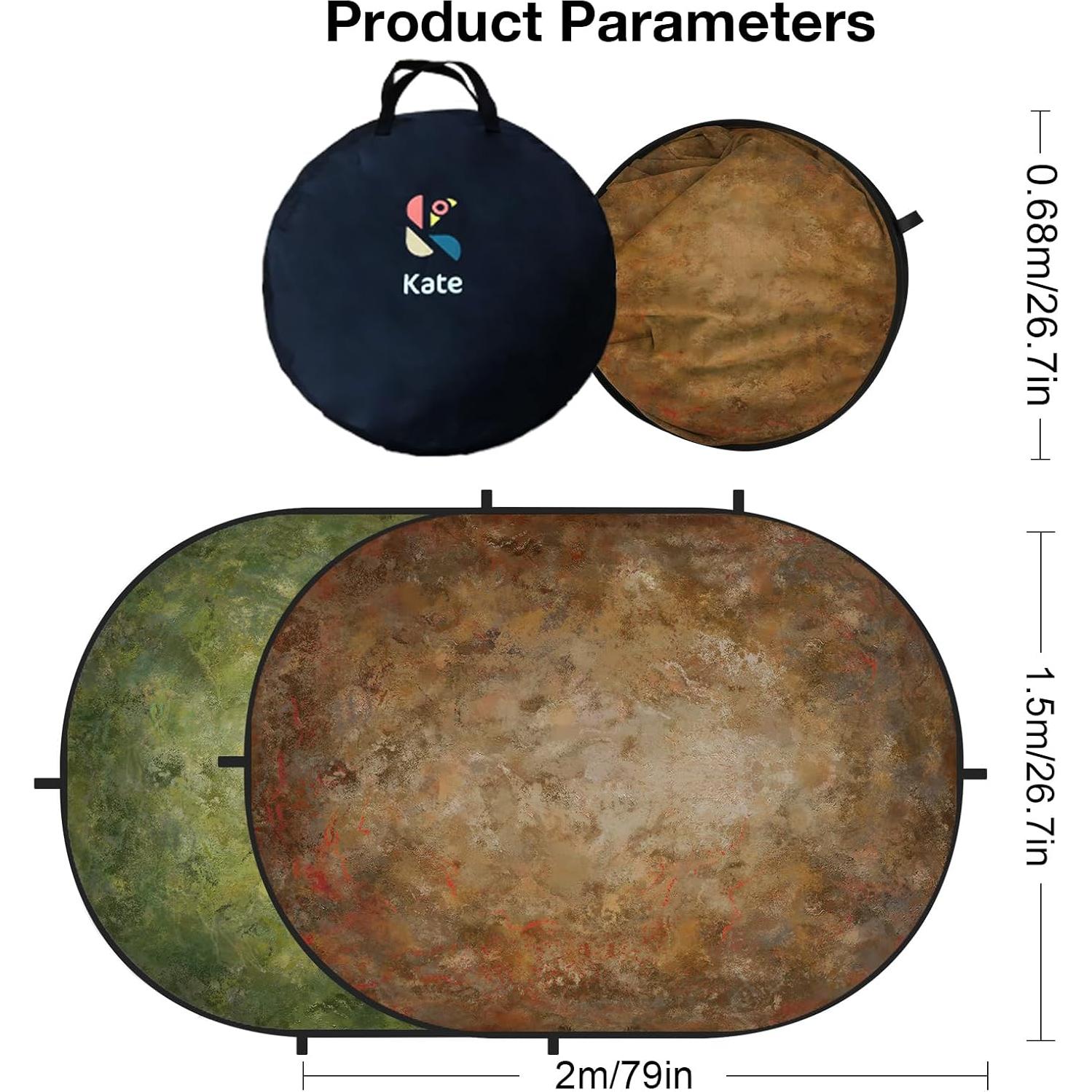 Fondo Colapsable Reversible Kate 1.5x2m Marrón Verde para Fotografía