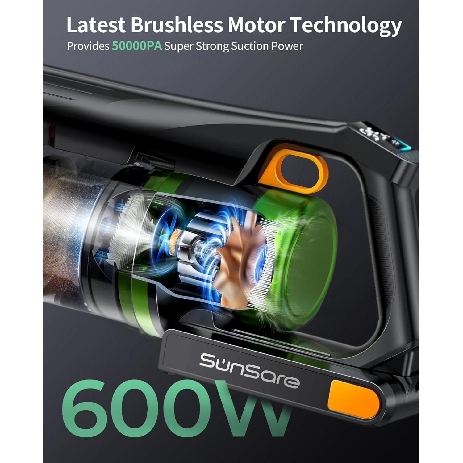 Aspiradora Inalámbrica SunSare X11, 600W, 65 Min, Antienredos