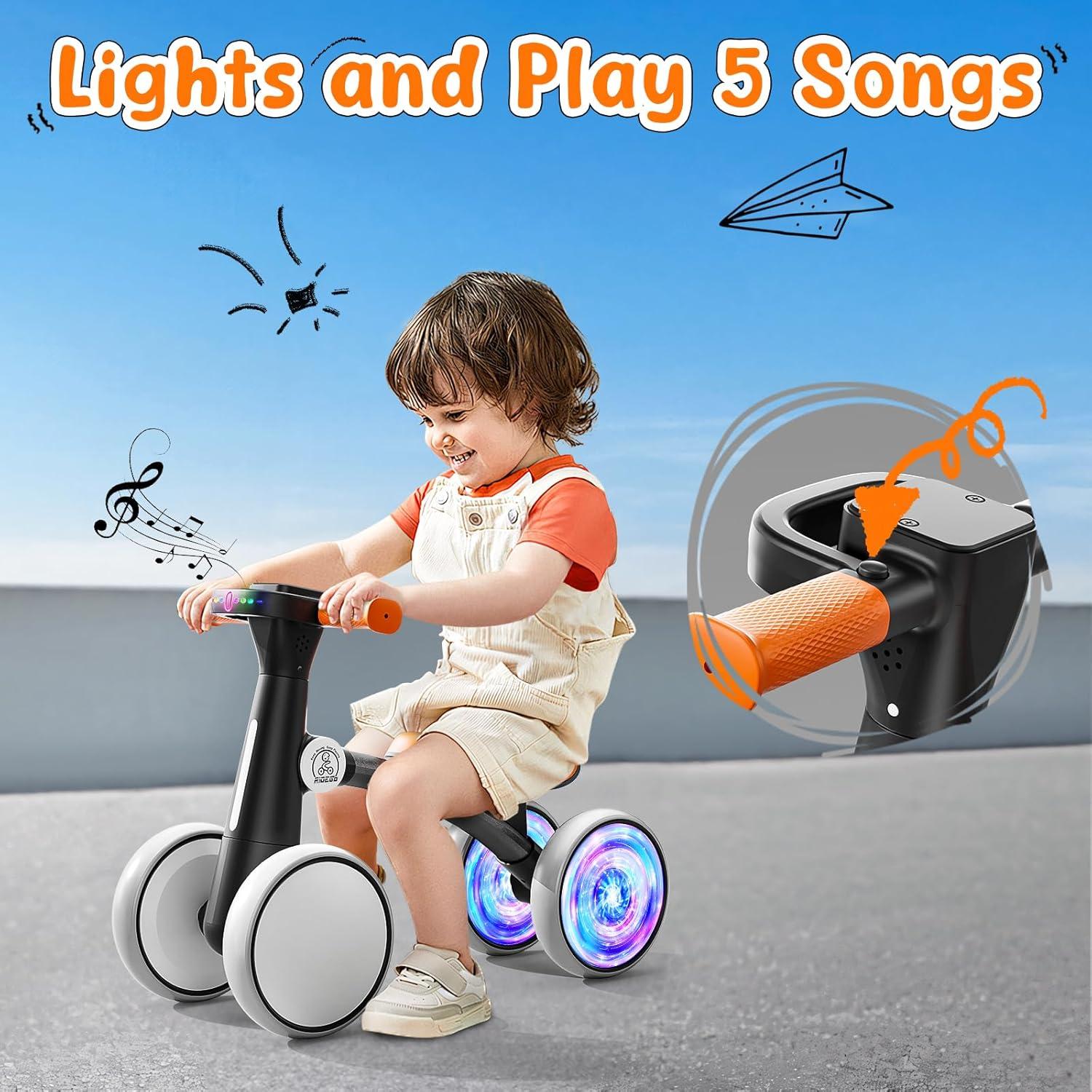 Bicicleta de Equilibrio Ridego para Bebés 1-3 Años con Música