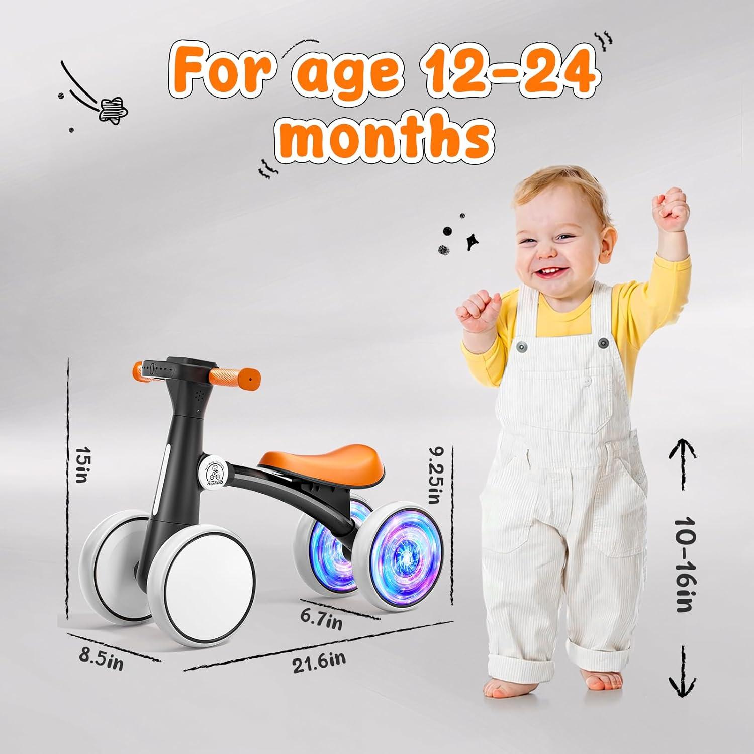 Bicicleta de Equilibrio Ridego para Bebés 1-3 Años con Música