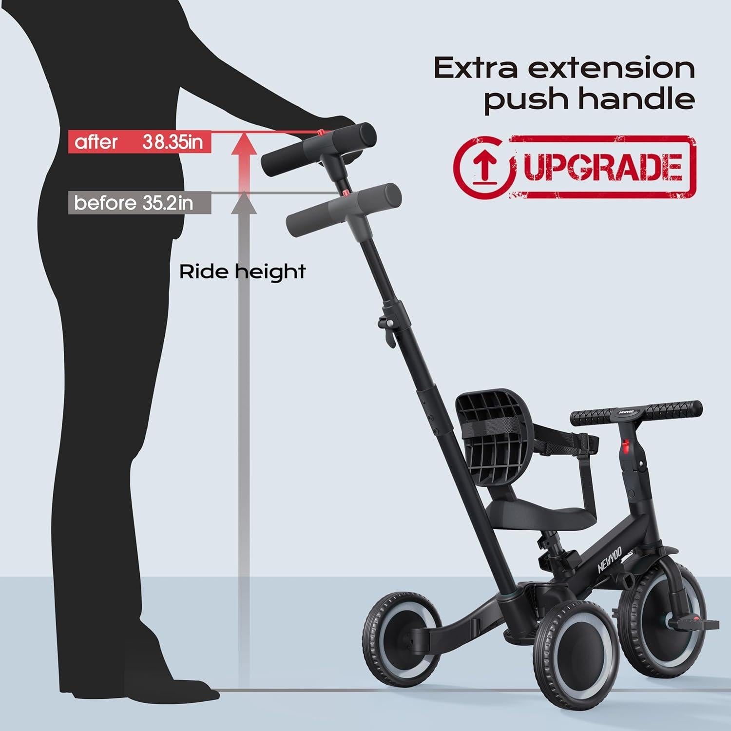 Triciclo Convertible Newyoo TR007 para Niños 1-3 Años Negro