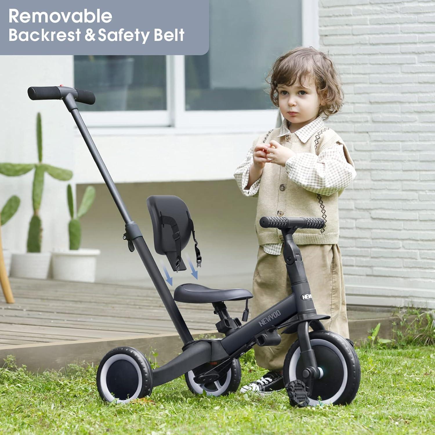 Triciclo Convertible Newyoo TR007 para Niños 1-3 Años Negro