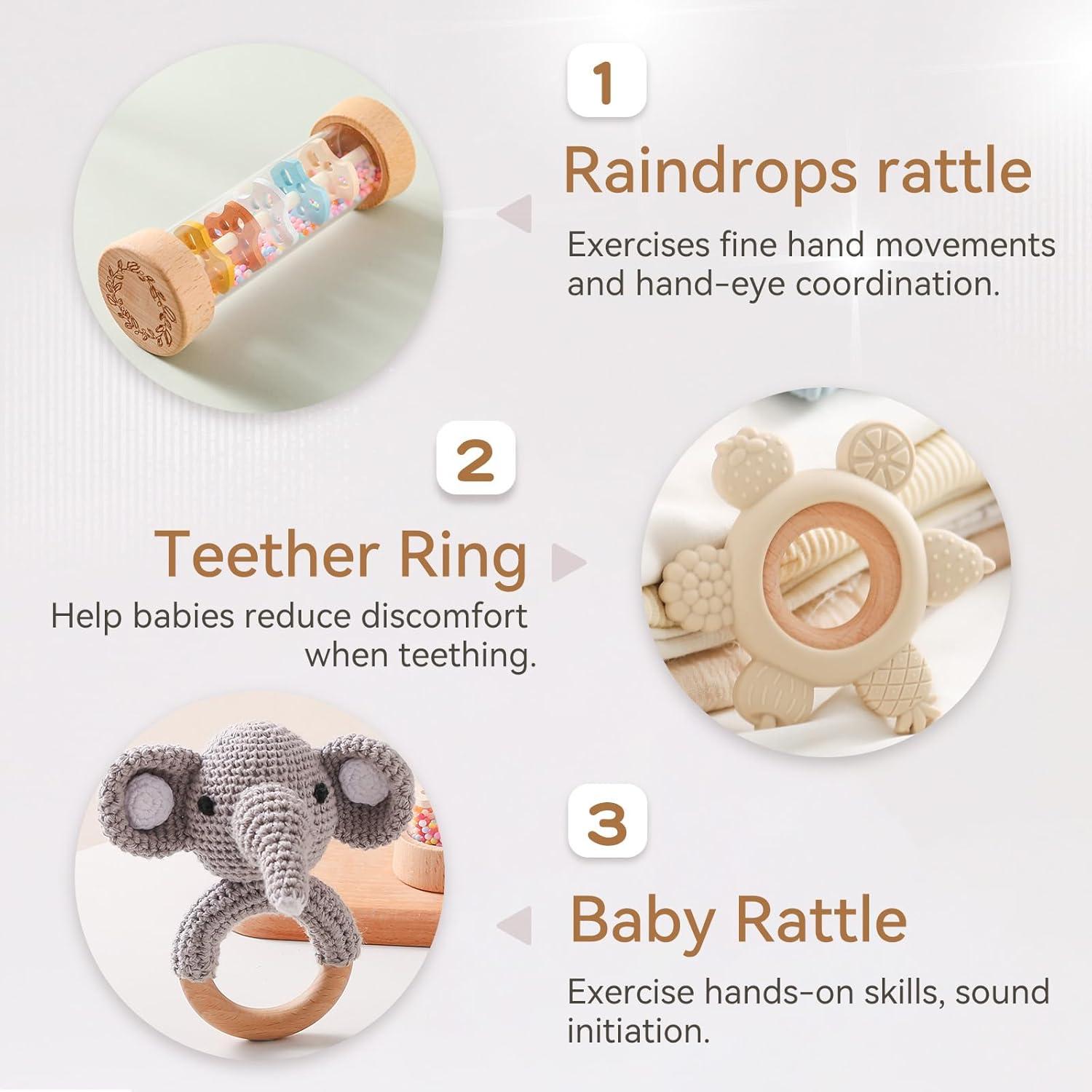 Juego de Sonajeros de Madera Youuys - 3 Piezas para Bebés