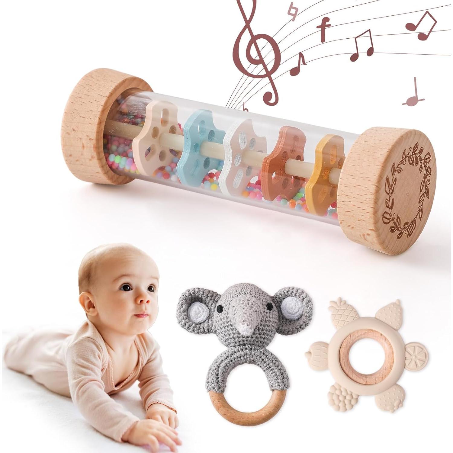 Juego de Sonajeros de Madera Youuys - 3 Piezas para Bebés