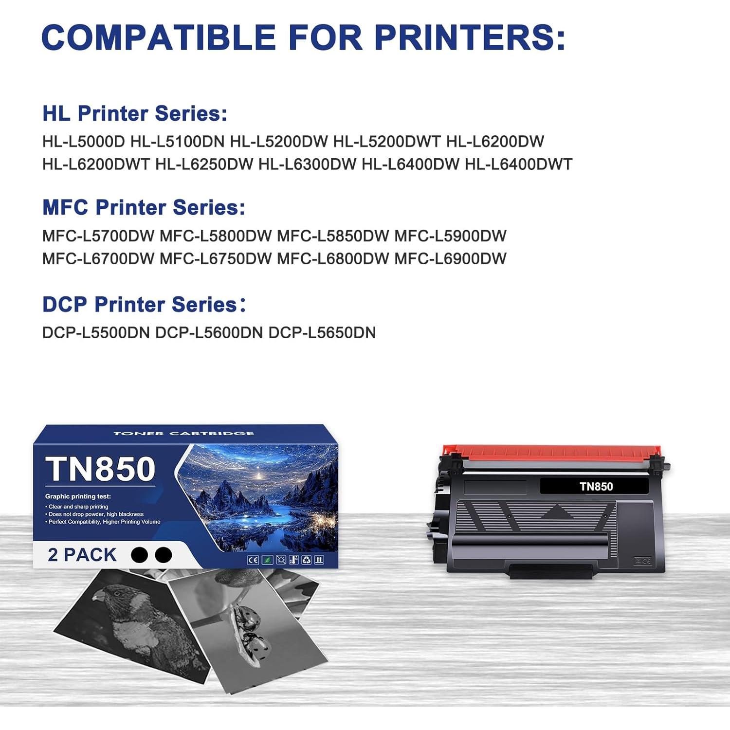 Cartucho de Tóner Alto Rendimiento TN-850 TN-820 para Brother