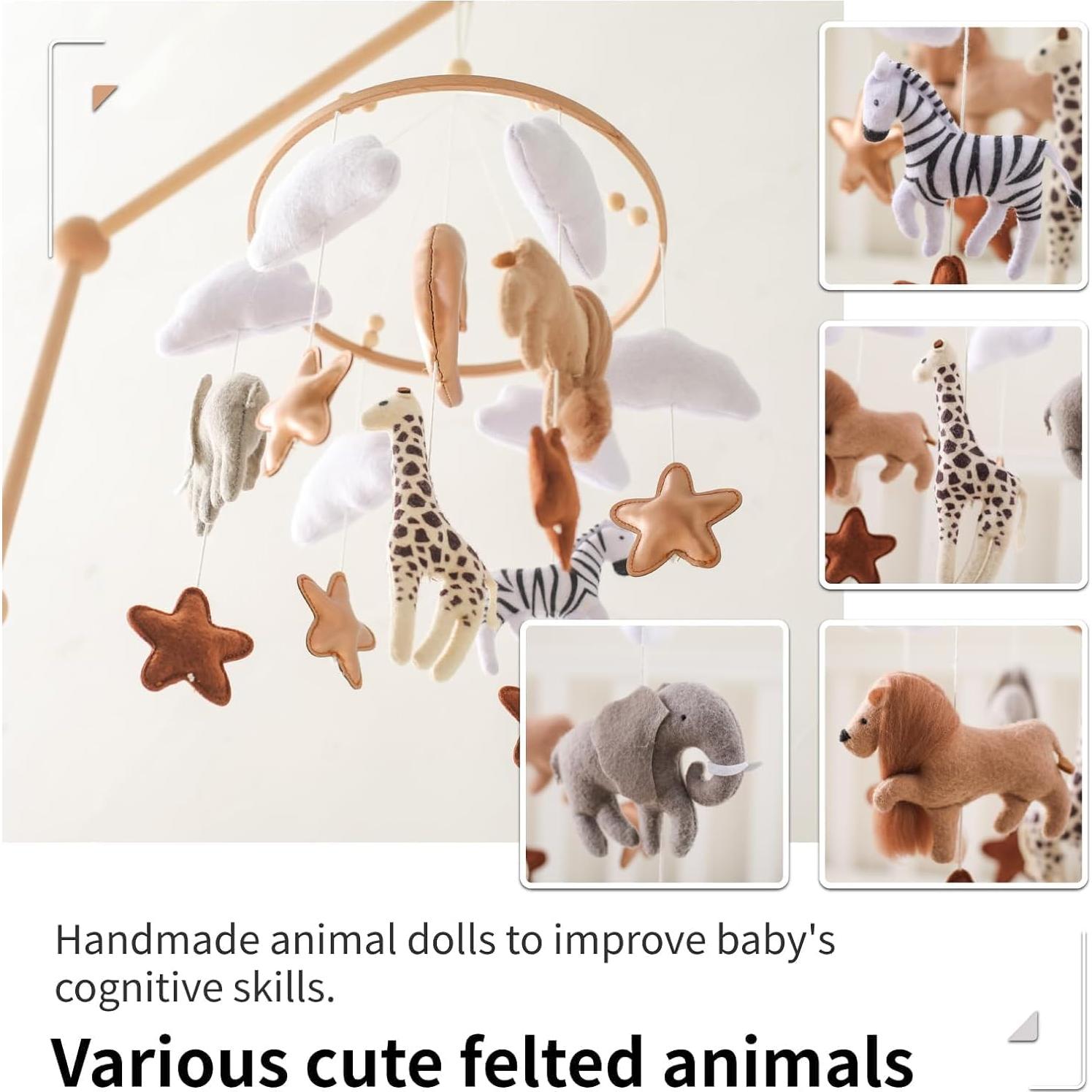 Móvil para cuna Ikubigu Reino Animal 23.5x23.5x52 cm