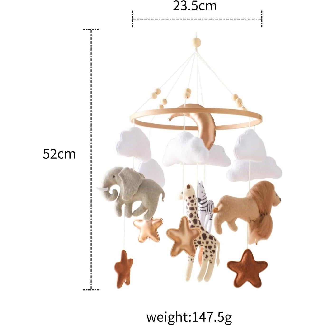 Móvil para cuna Ikubigu Reino Animal 23.5x23.5x52 cm