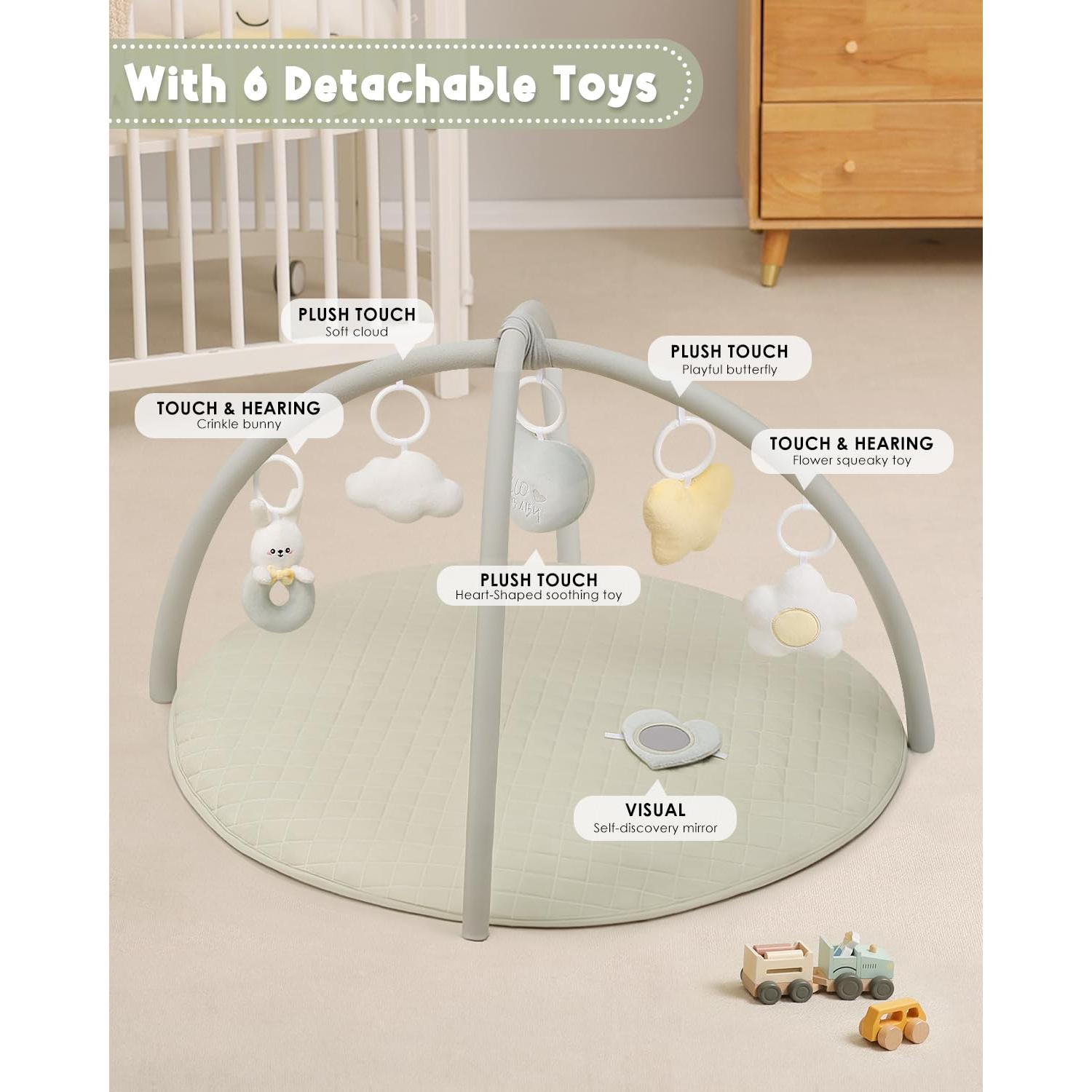 Gimnasio de Juego para Bebés PIIKAGO Verde 84cm con 6 Juguetes