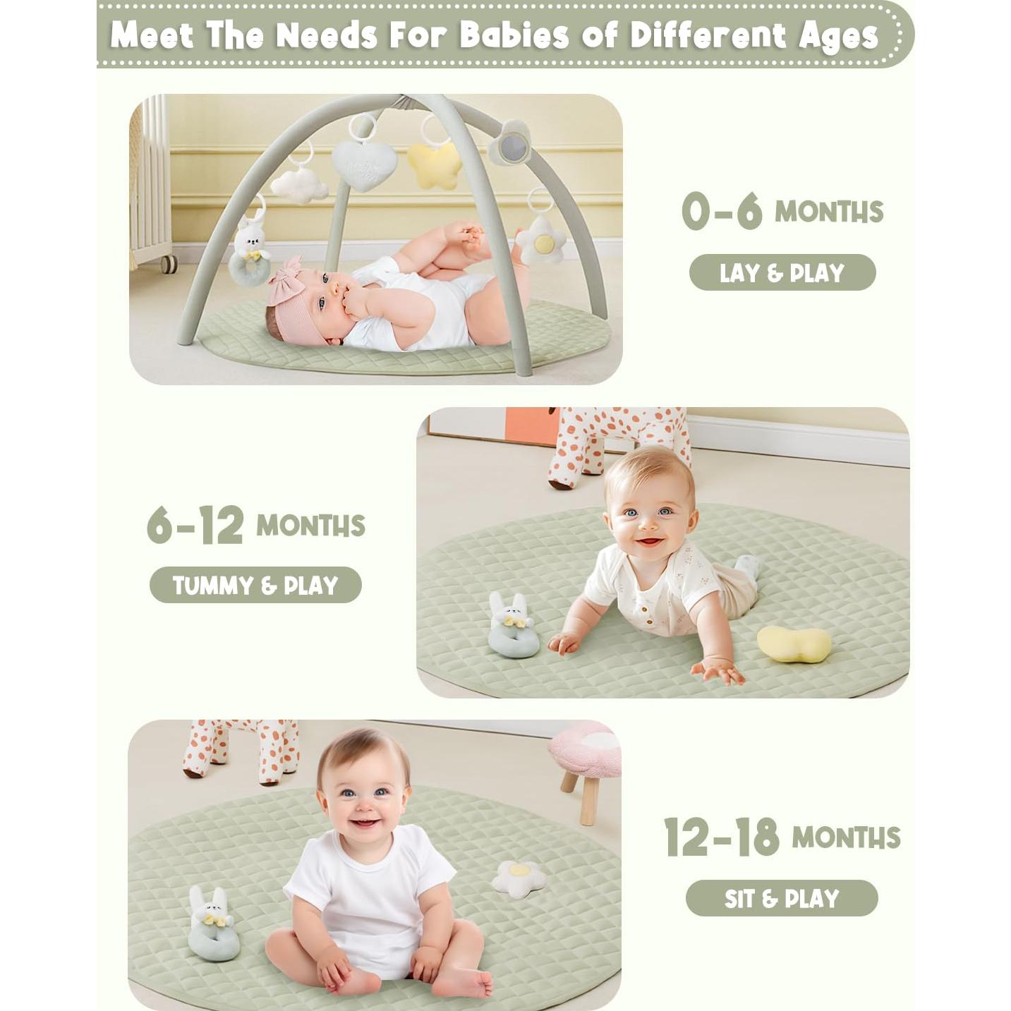 Gimnasio de Juego para Bebés PIIKAGO Verde 84cm con 6 Juguetes