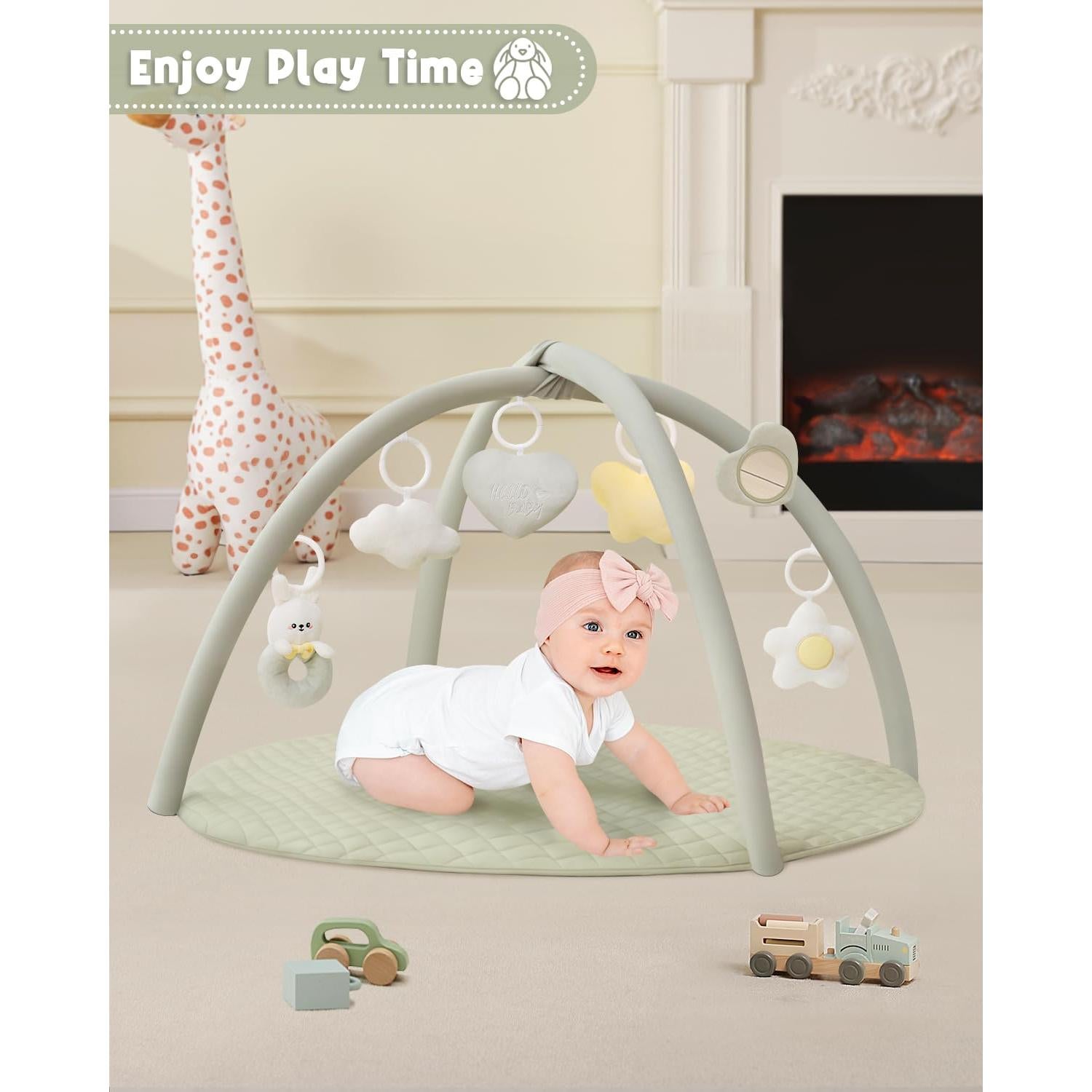 Gimnasio de Juego para Bebés PIIKAGO Verde 84cm con 6 Juguetes