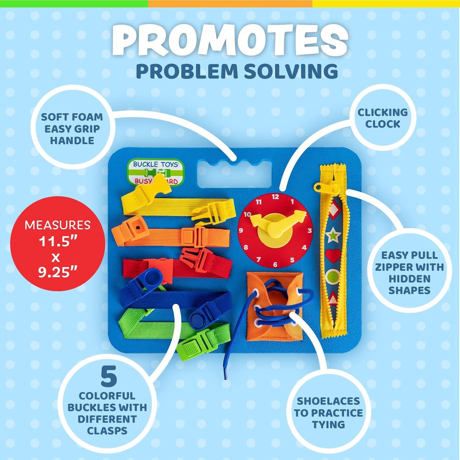 Tablero Ocupado Buckle Toys Azul - Juguete Montessori 3+ Años