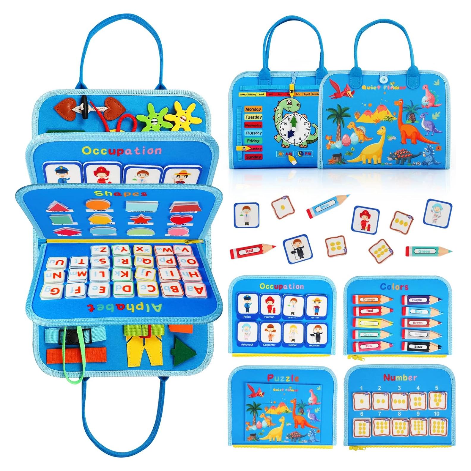 Tablero Ocupado Montessori Quiet Flower 8 en 1 para Niños