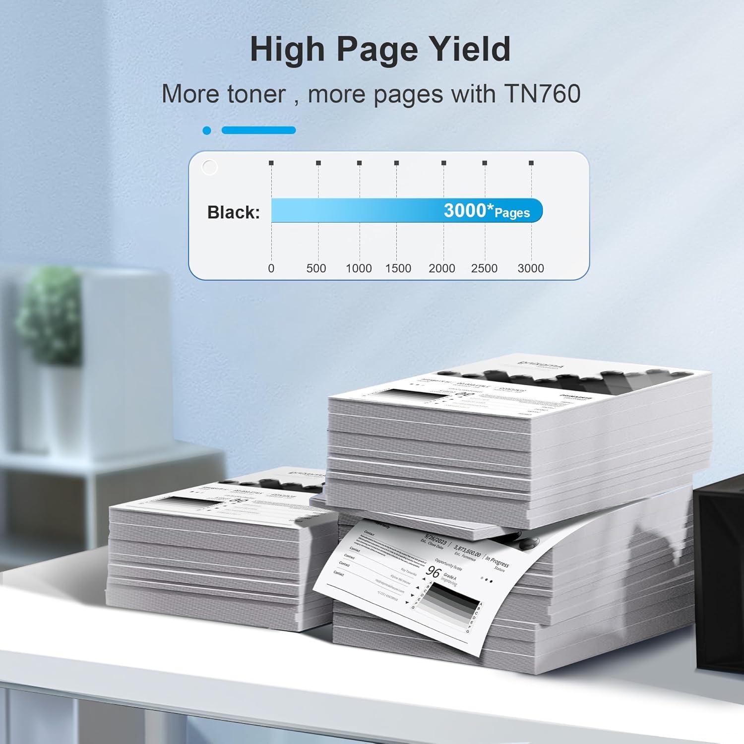 Tóner TN760 Negro Brother - 4 Cartuchos, 3000 Páginas