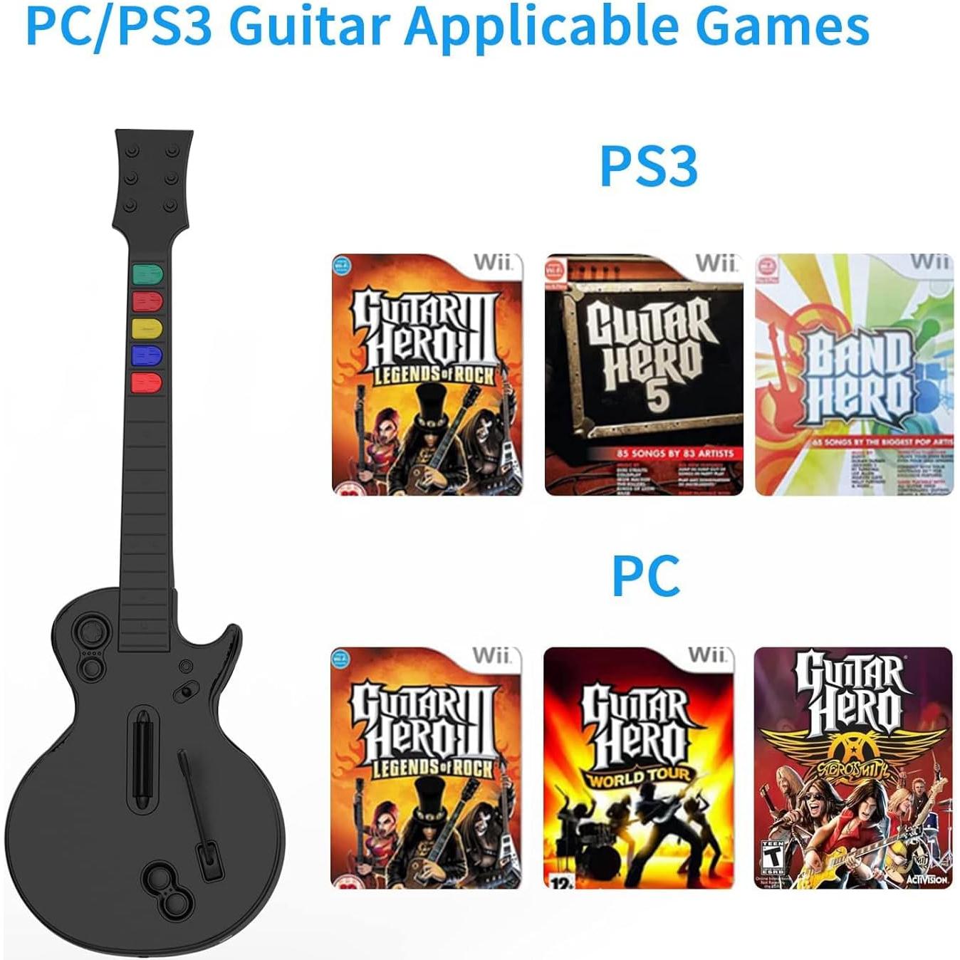Controlador de guitarra inalámbrico NBCP para PC y PS3 - Negro