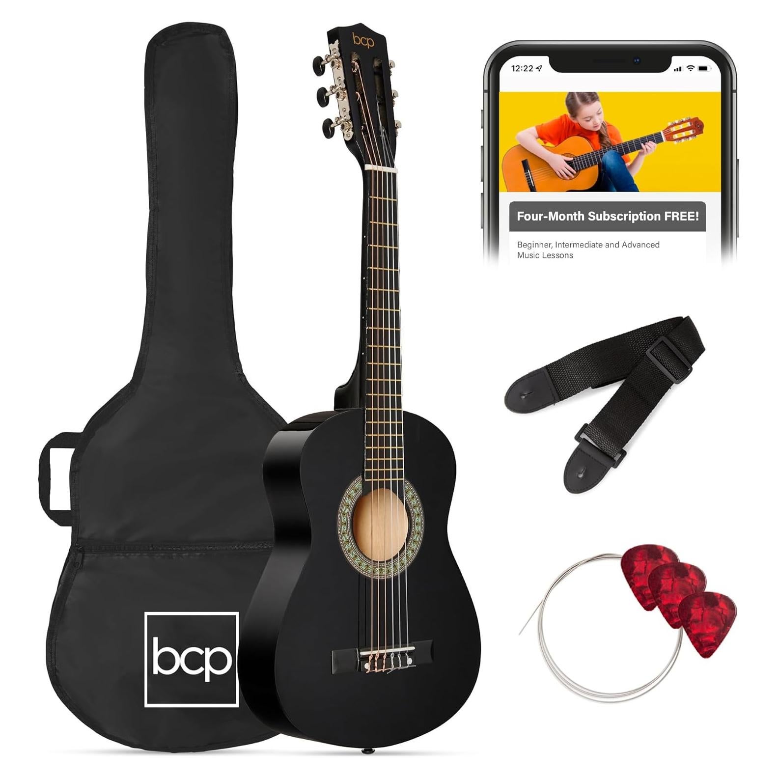 Guitarra Acústica para Niños 30" Negro - Kit Todo en Uno