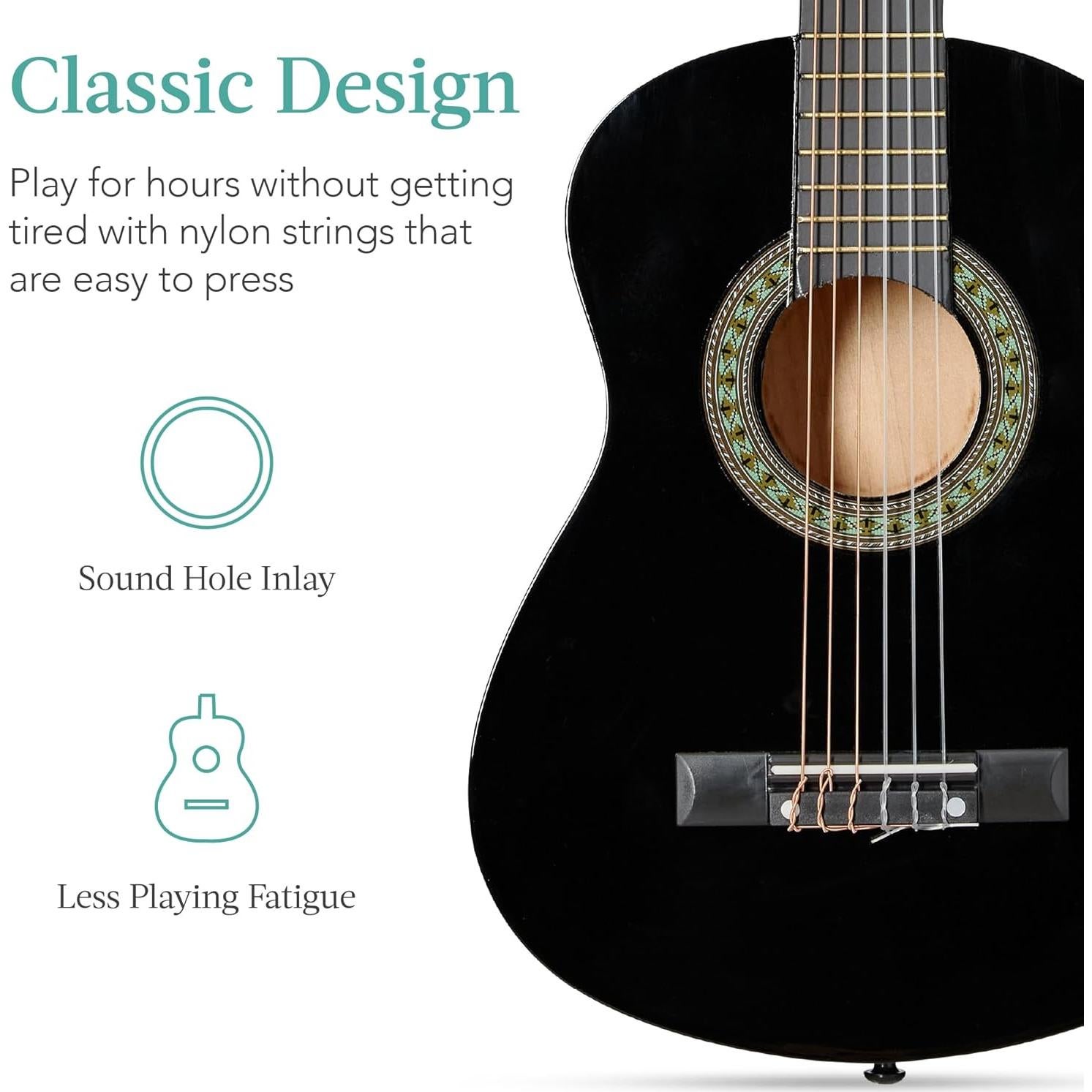 Guitarra Acústica para Niños 30" Negro - Kit Todo en Uno