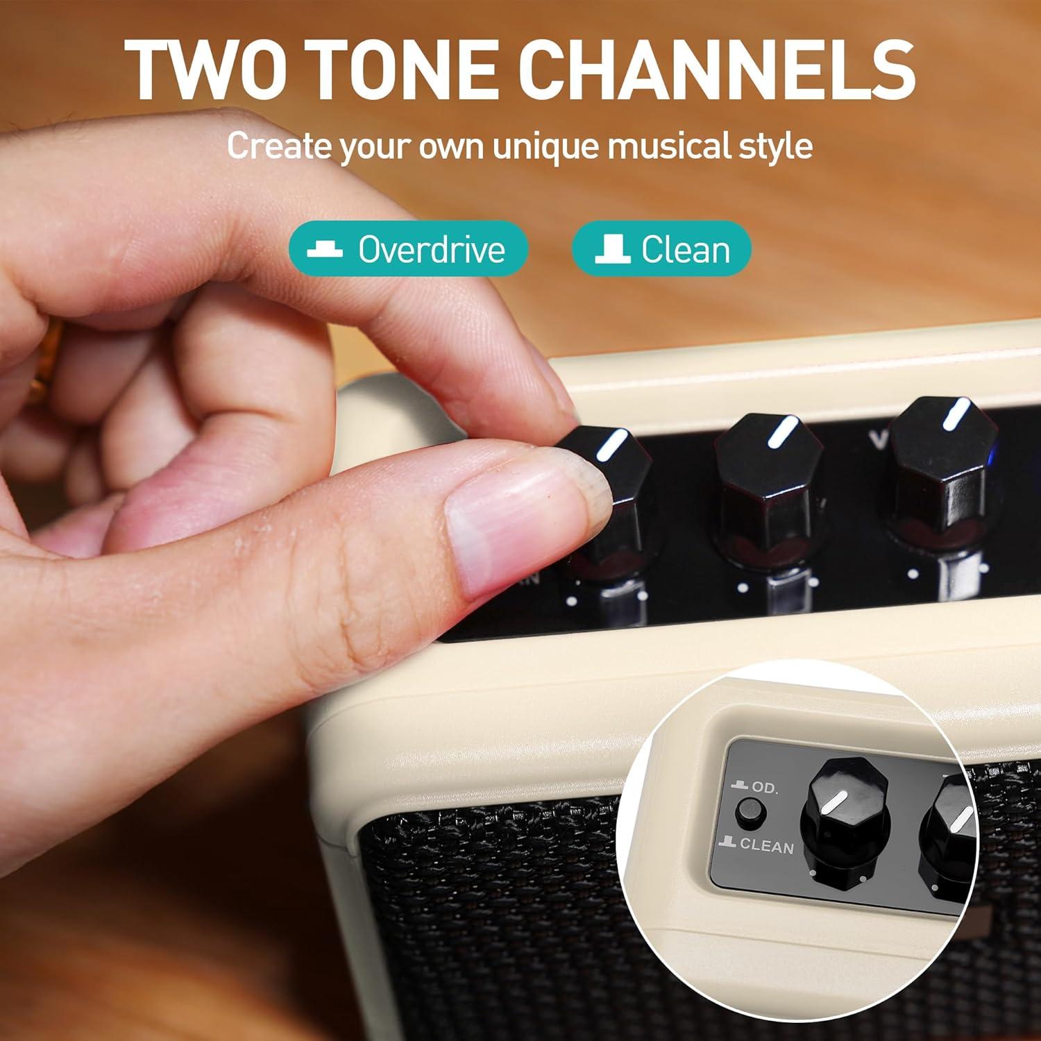 Amplificador de guitarra eléctrica EROK EK-AG-04 5W Bluetooth Beige