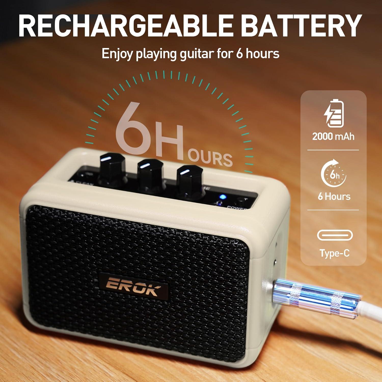 Amplificador de guitarra eléctrica EROK EK-AG-04 5W Bluetooth Beige