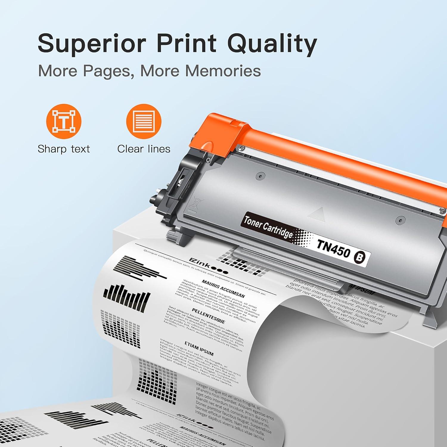 Cartuchos de tóner E-Z Ink TN450 para Brother - 4 Negro