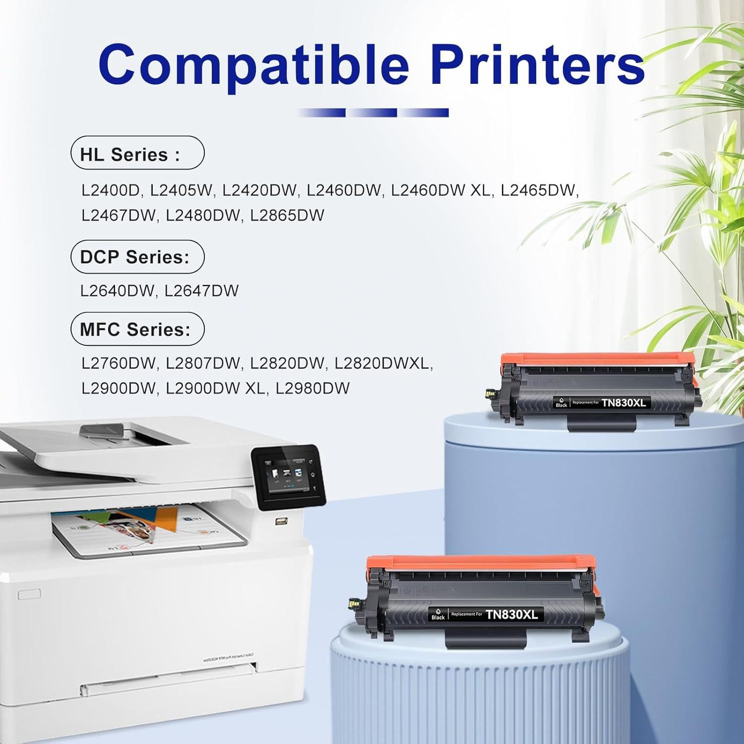 Tóner Compatible Gresinly TN830XL Negro 4-Pack para Brother