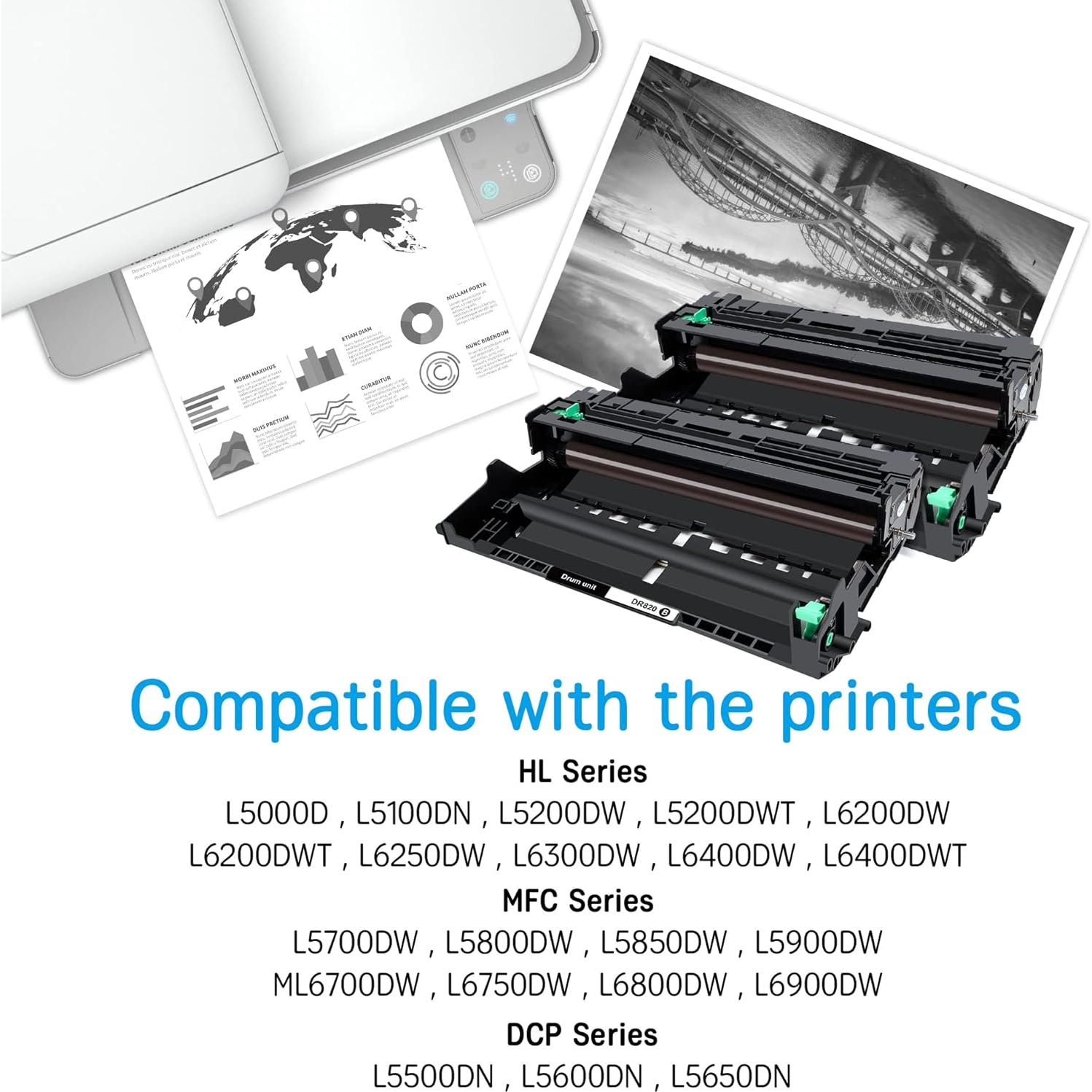 Unidad de Tambor Reemplazo Brother DR820 - 2 Negro - 30,000 Páginas