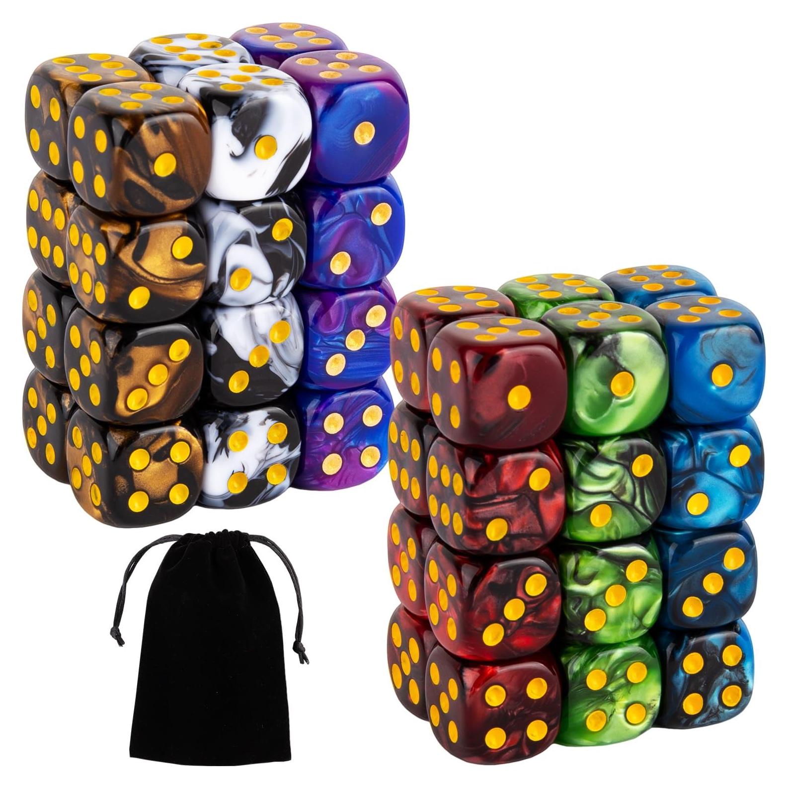 Set de 48 Dados D6 Mármol LAMJAM 12mm para Juegos