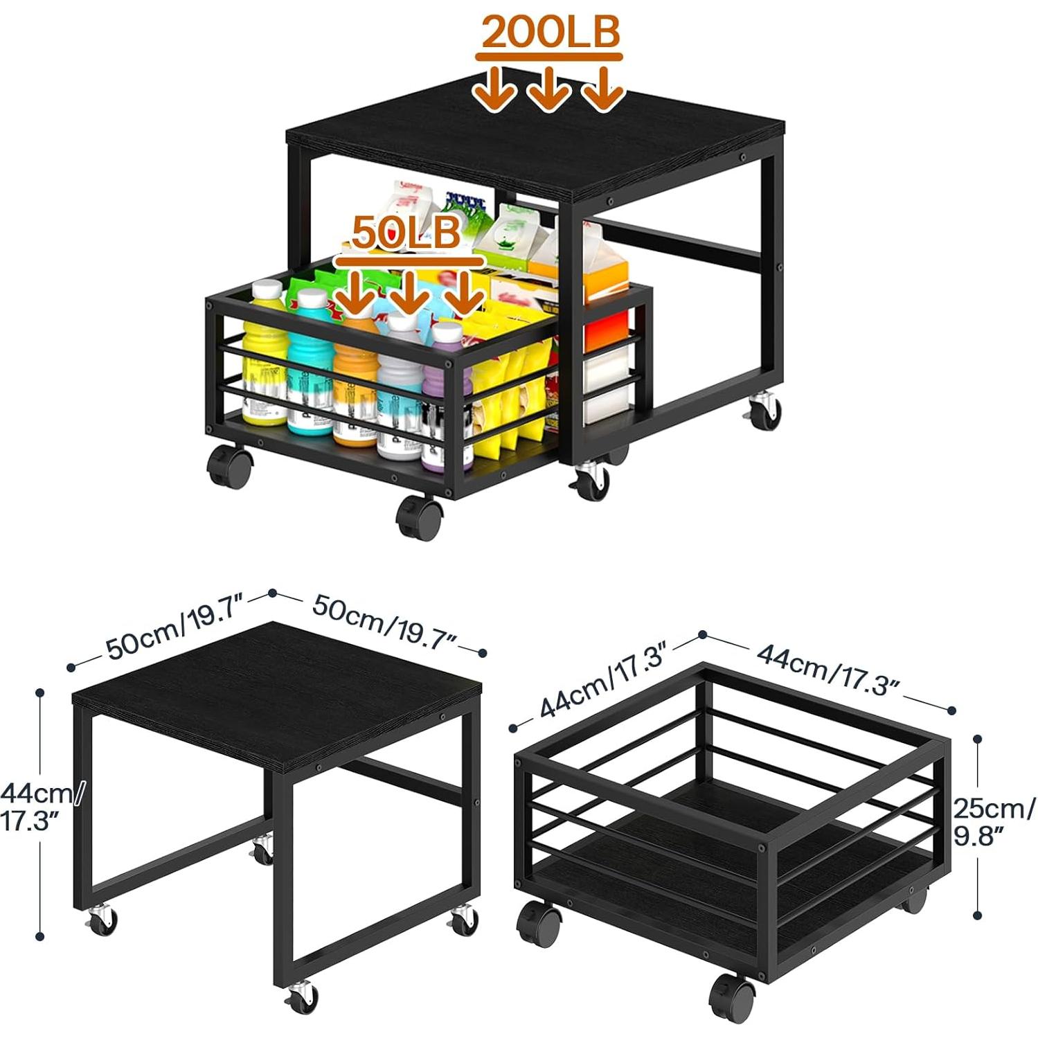 Soporte para Mini Nevera HOOBRO Negro con Canasta Móvil