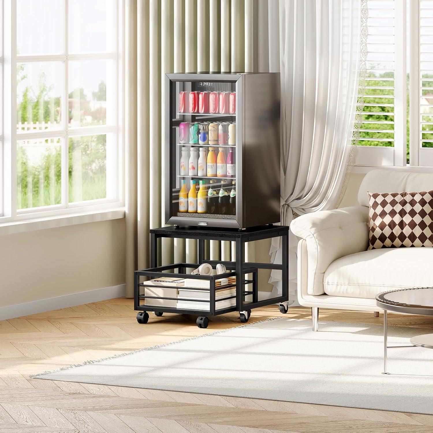 Soporte para Mini Nevera HOOBRO Negro con Canasta Móvil