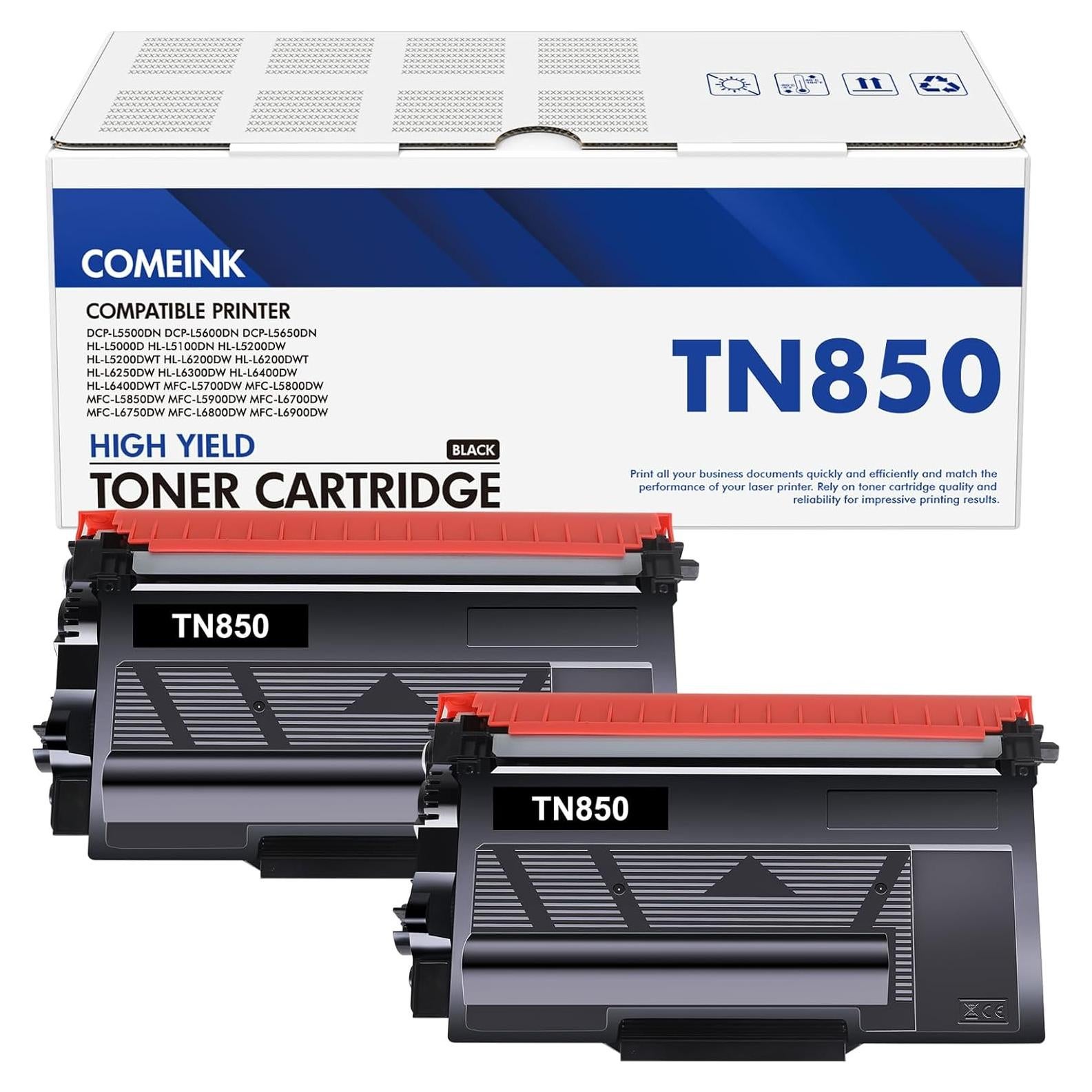 Cartucho de Tóner Negro Alto Rendimiento COMEINK TN-850 2-Pack