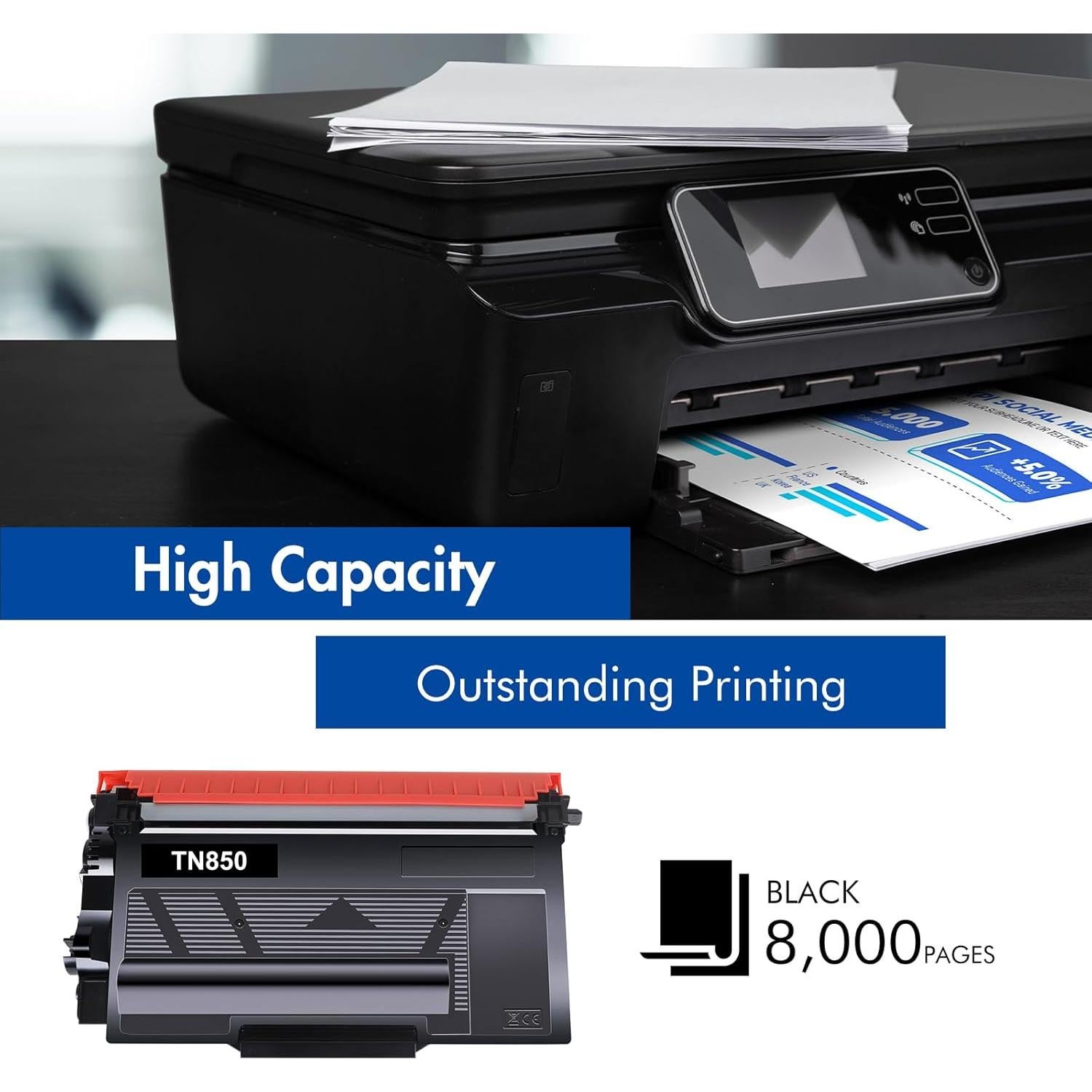 Cartucho de Tóner Negro Alto Rendimiento COMEINK TN-850 2-Pack