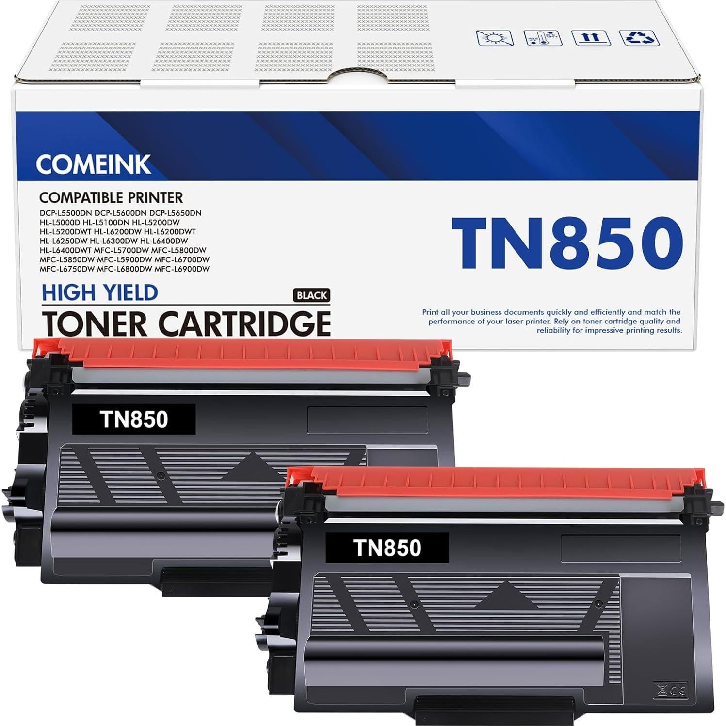 Cartucho de Tóner Negro Alto Rendimiento COMEINK TN-850 2-Pack