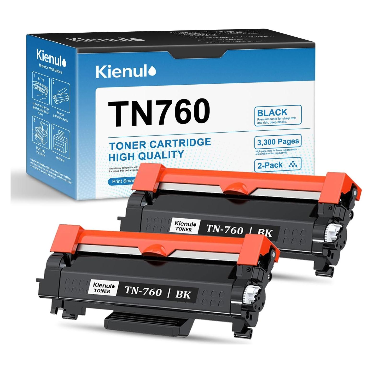 Cartucho de Tóner Kienul TN760 Negro Alto Rendimiento 2-Pack