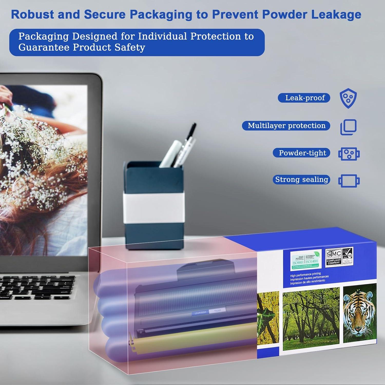 Paquete de 3 Cartuchos de Tóner Negro USUPERINK TN360 Compatible