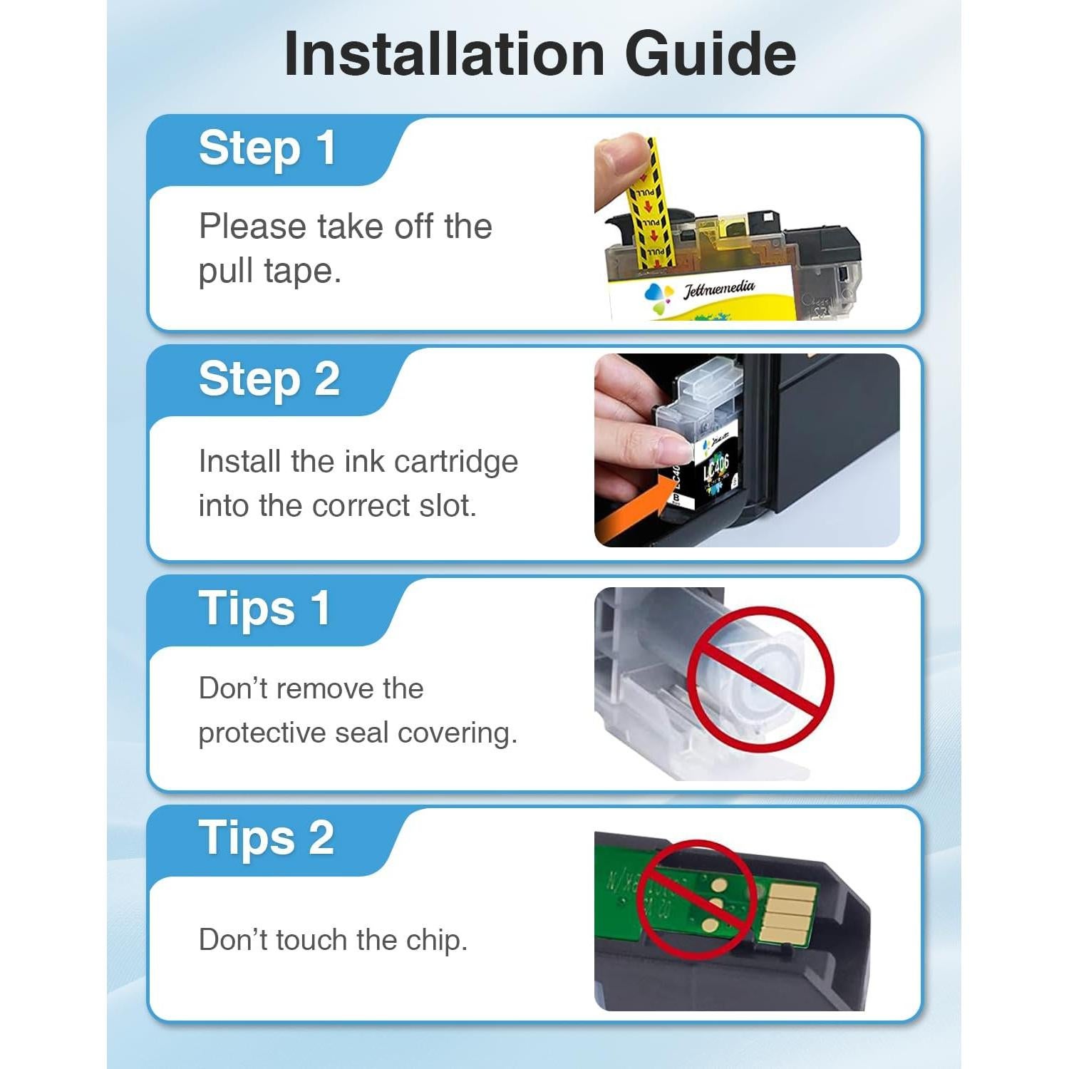Cartuchos de tinta LC406 Jettruemedia 4 Paquete Compatible