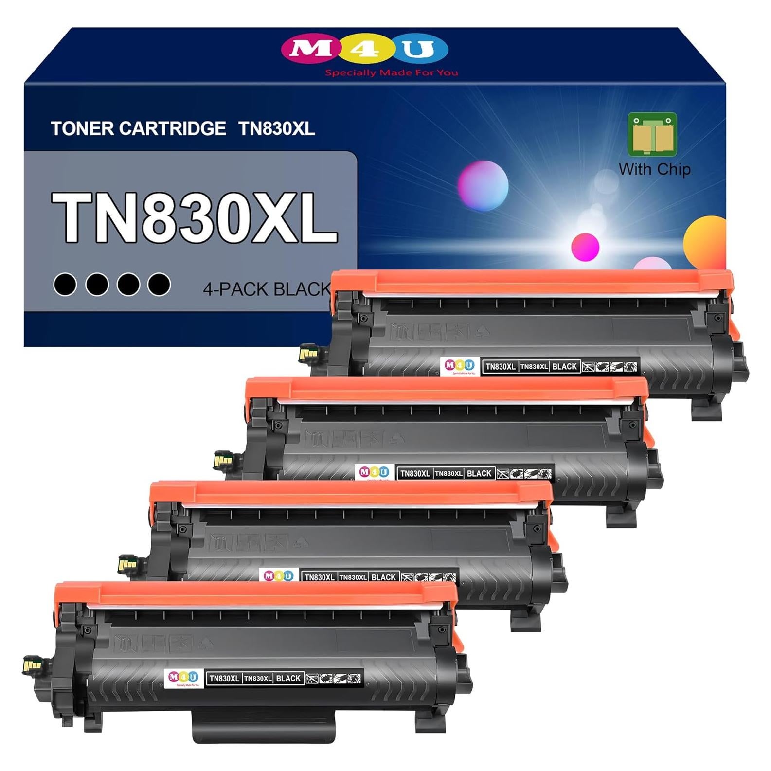 Cartucho de Tóner TN830XL M4U Paquete de 4 Negro Compatible