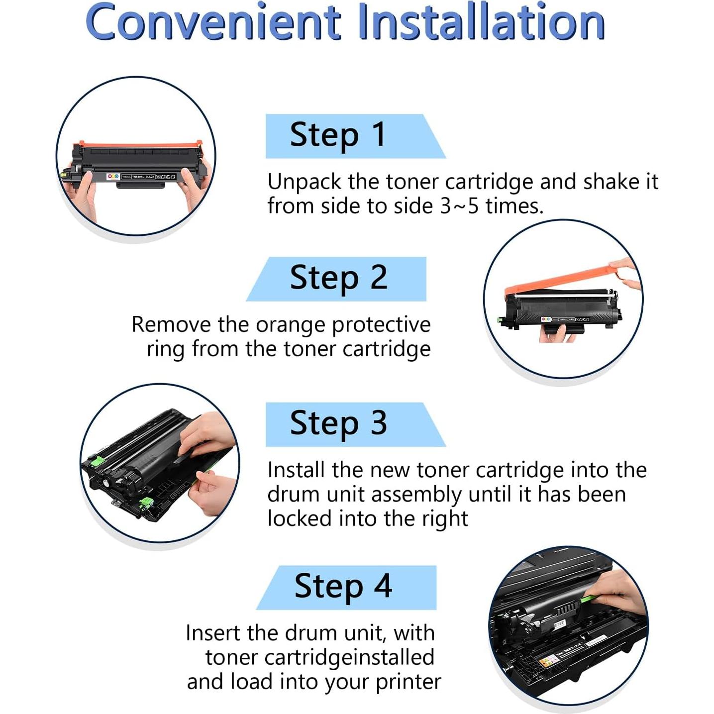 Cartucho de Tóner TN830XL M4U Paquete de 4 Negro Compatible