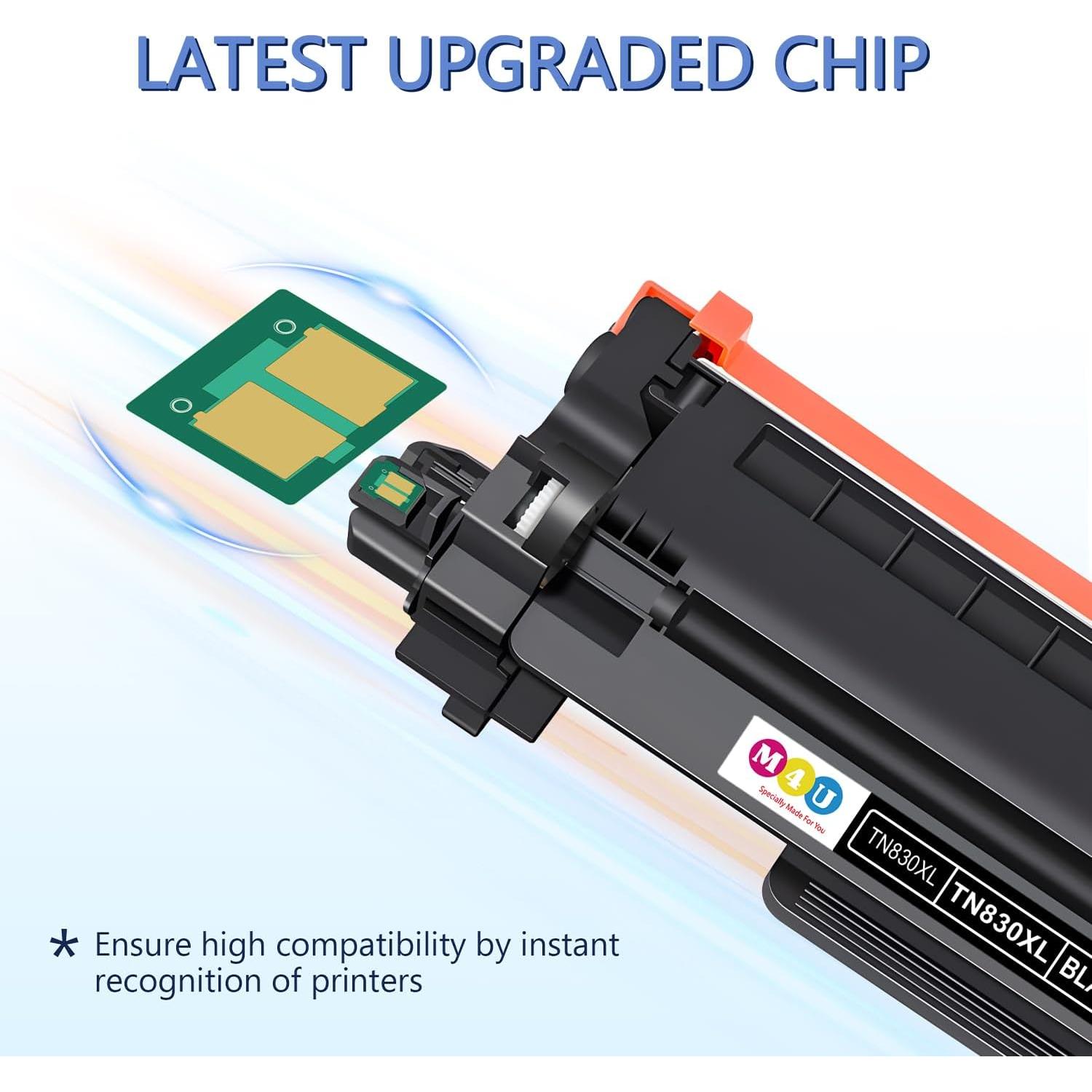 Cartucho de Tóner TN830XL M4U Paquete de 4 Negro Compatible