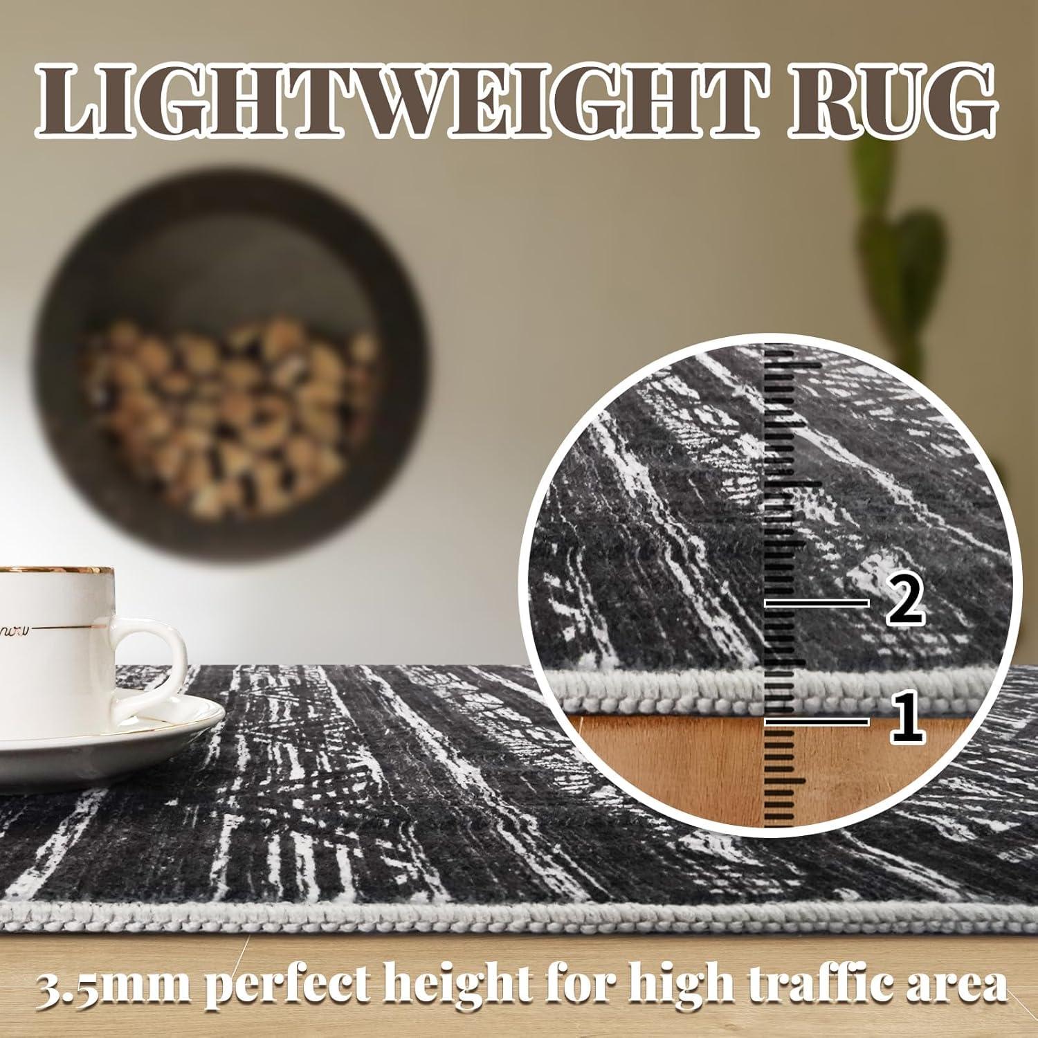 Alfombra Runner Lavable 61x91 cm Ksrau Negra Geométrica