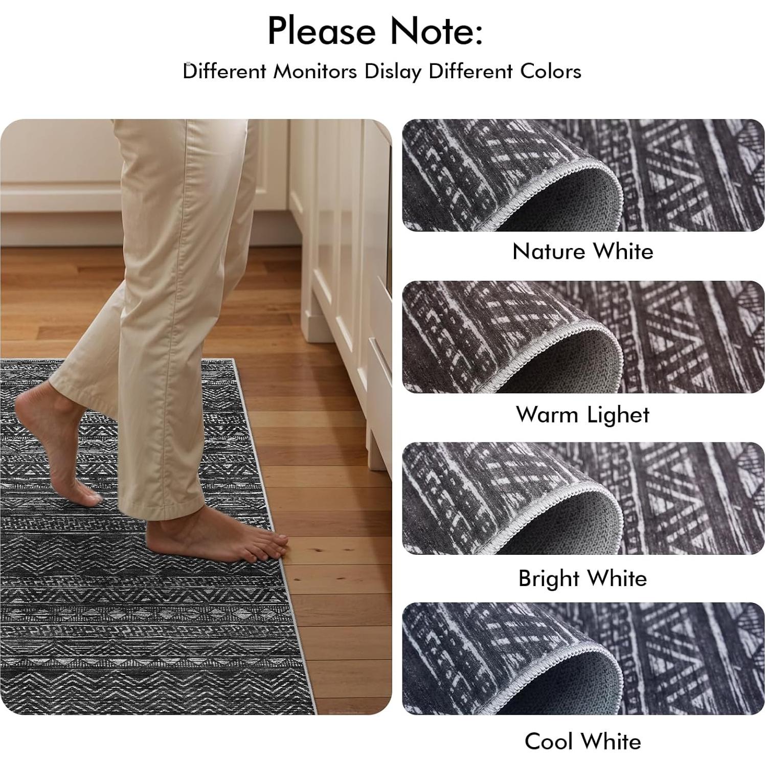 Alfombra Runner Lavable 61x91 cm Ksrau Negra Geométrica