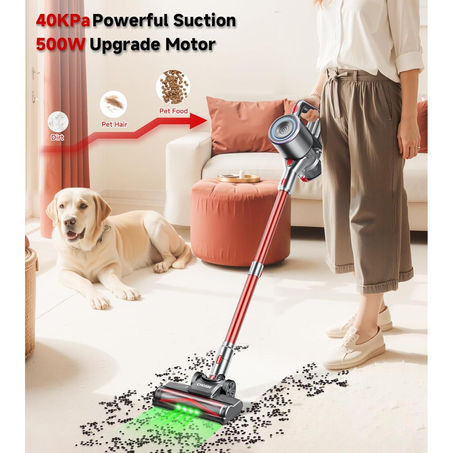 Aspiradora Inalámbrica CHOSBE S10 500W 1.5L 40Kpa Rojo