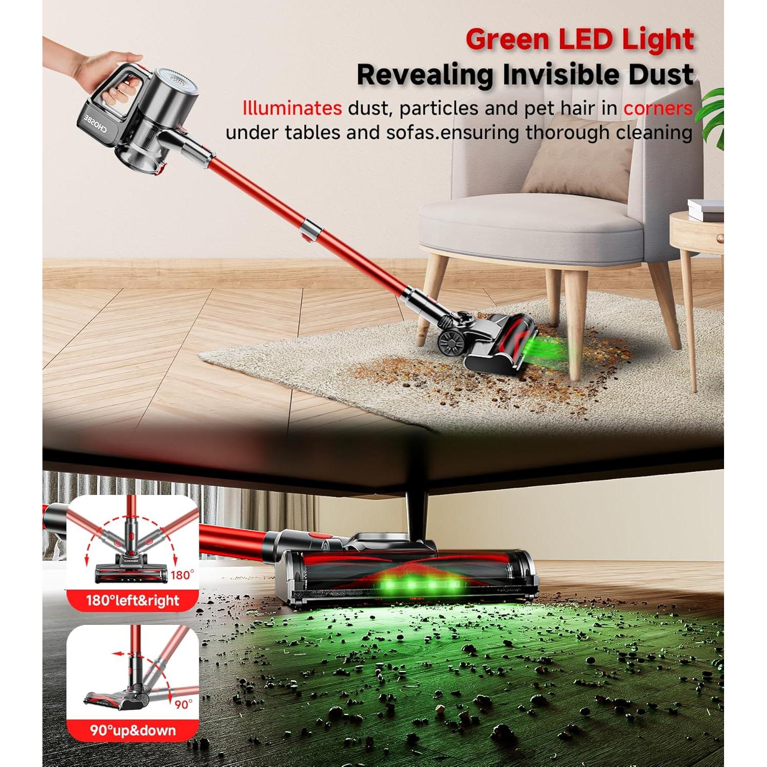 Aspiradora Inalámbrica CHOSBE S10 500W 1.5L 40Kpa Rojo