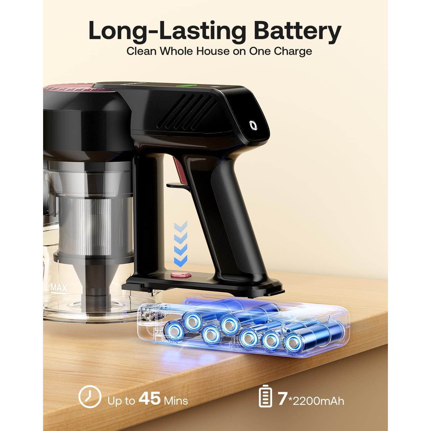 Aspiradora Inalámbrica Trucozie T351 40Kpa 45Min 8-en-1 Negra