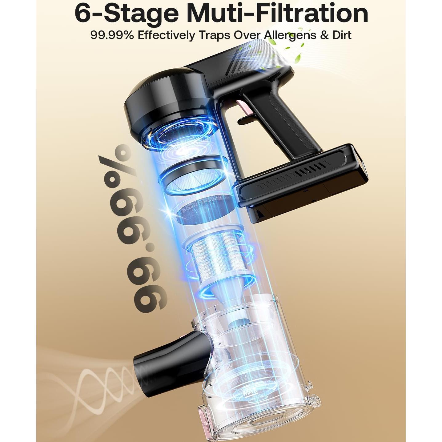 Aspiradora Inalámbrica Trucozie T351 40Kpa 45Min 8-en-1 Negra