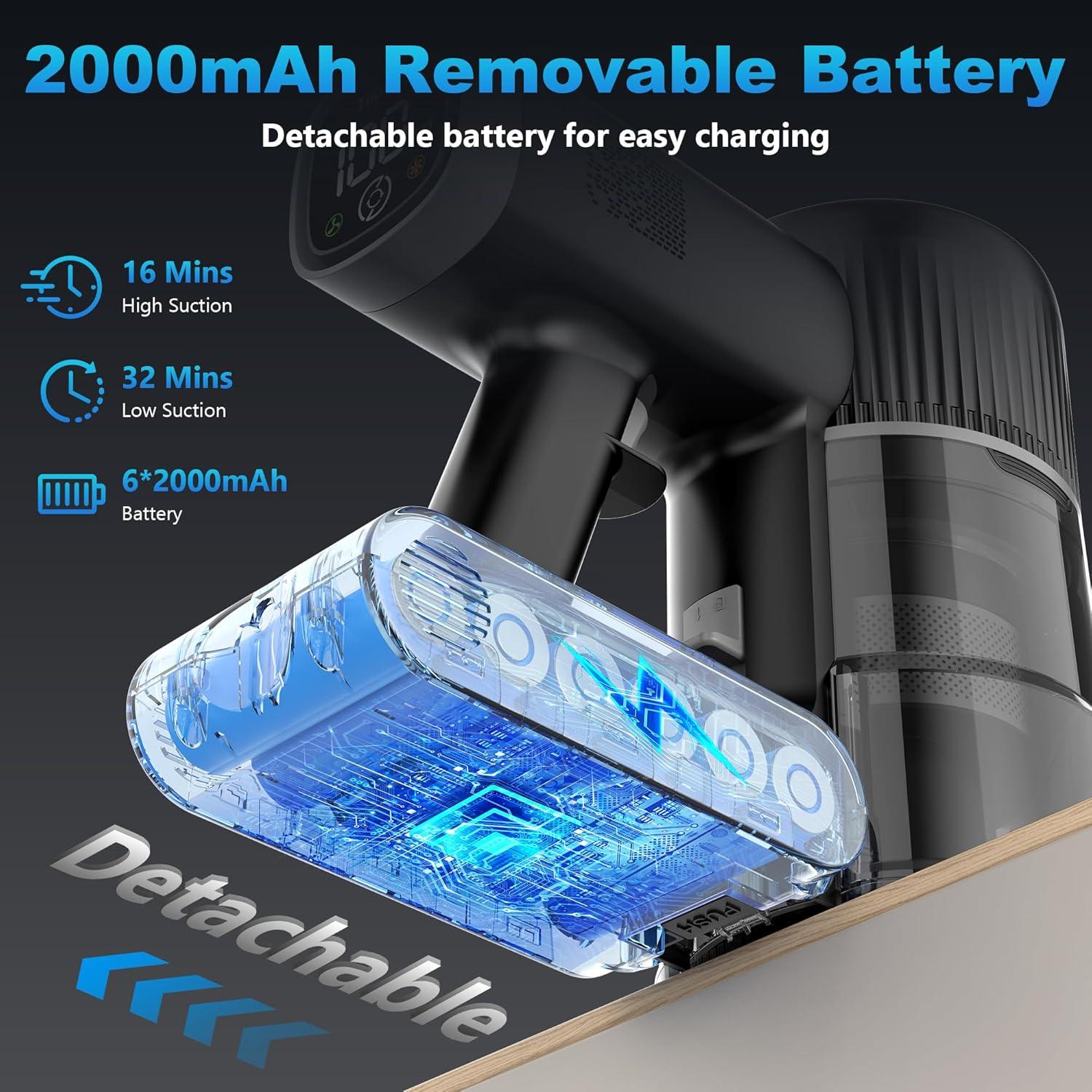 Aspiradora Inalámbrica Tikom V450 450W 40Kpa con Base de Carga