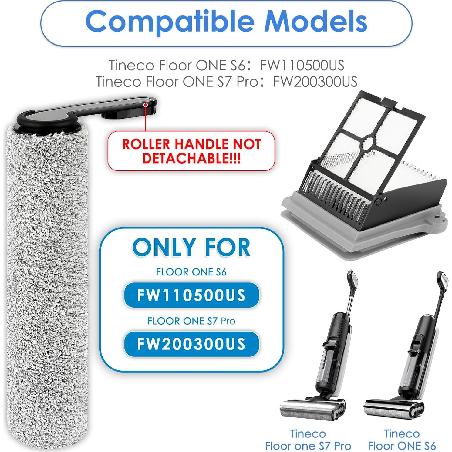 Rodillos y Filtros HEPA para Aspiradora Tineco Floor ONE S7/S6