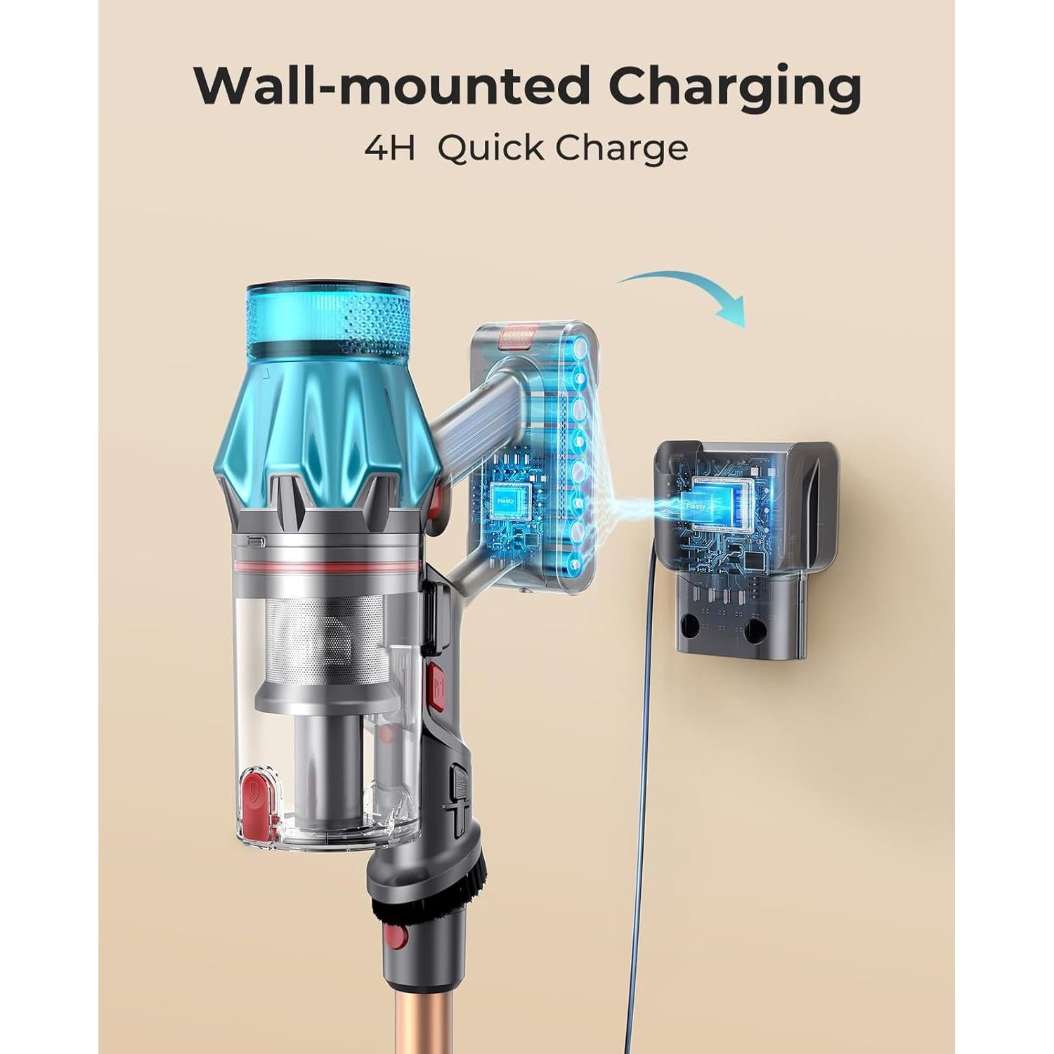 Aspiradora Inalámbrica Fieety V7 550W 45Kpa 60 Min Carga Rápida