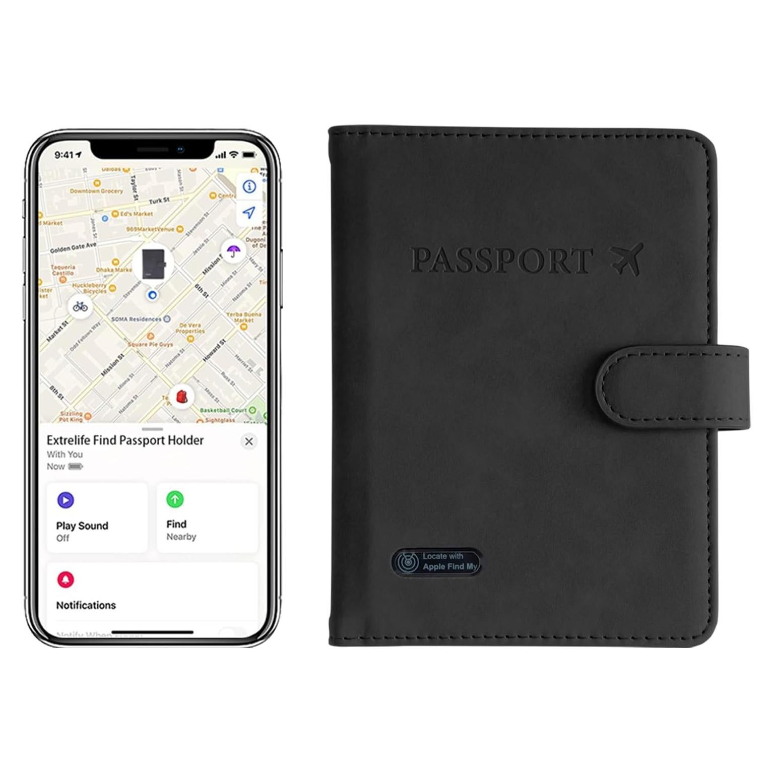 Tarjeta Inteligente de Rastreo Rich&Ray con Porta Pasaporte Negro