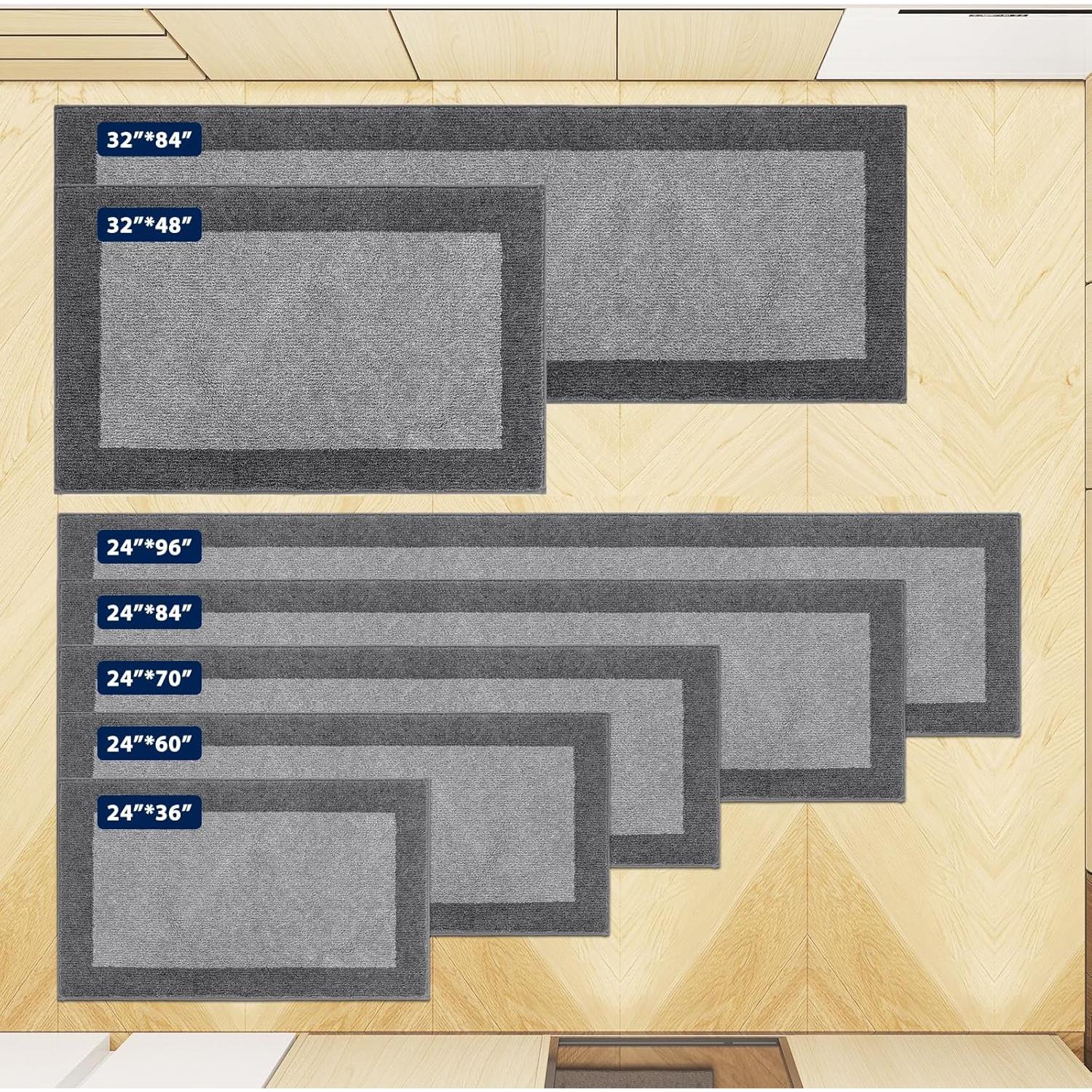 Juego de 2 alfombrillas de cocina DOMUSTEX antideslizantes 61x91cm y 61x152cm