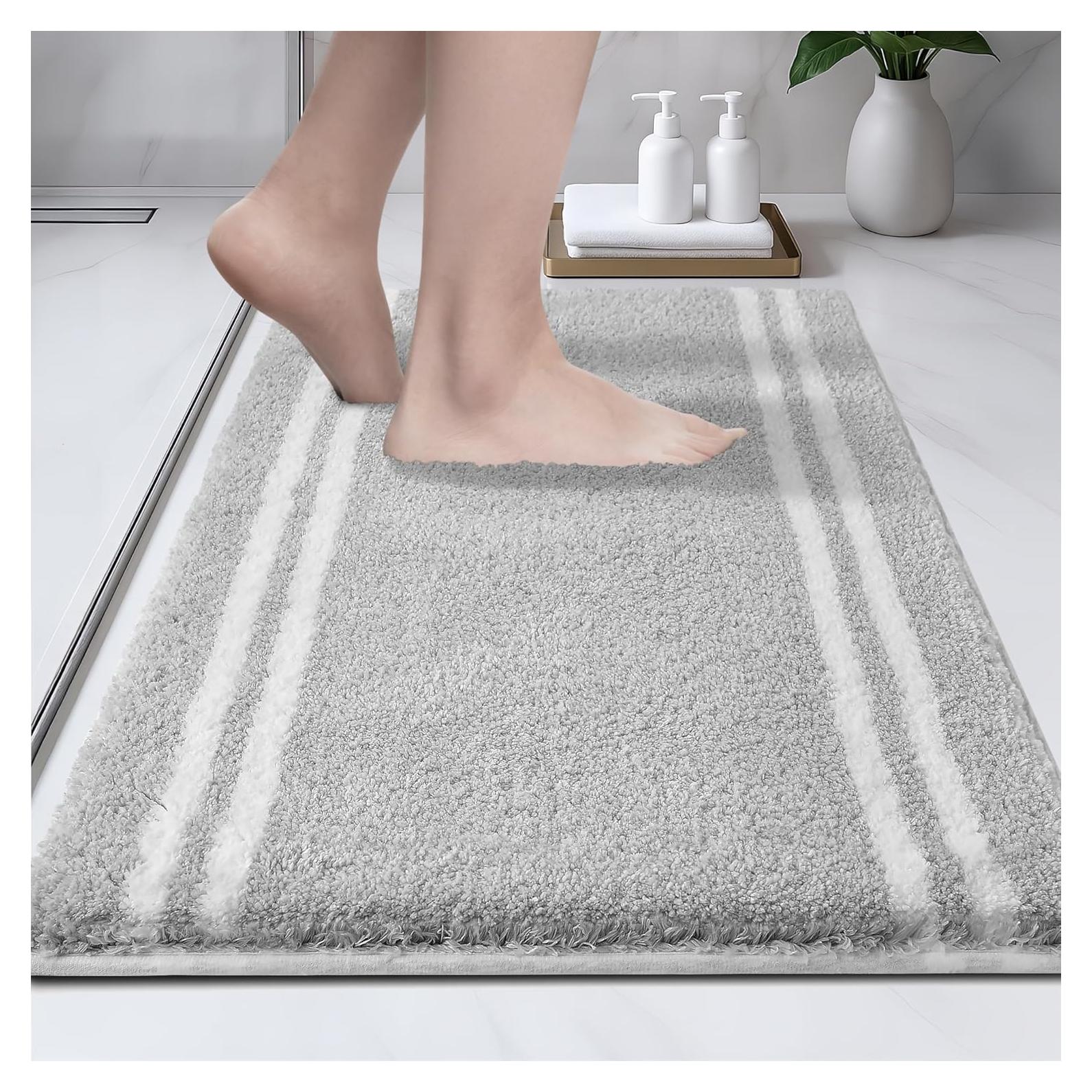 Alfombra de Baño PURRUGS Antideslizante 50x76 cm Gris Claro