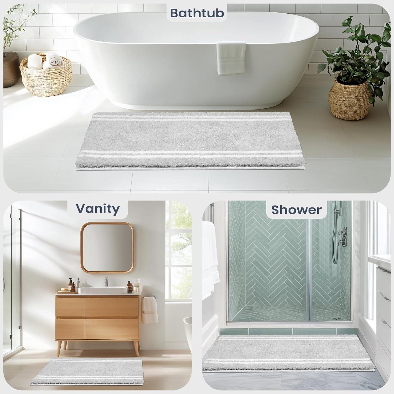 Alfombra de Baño PURRUGS Antideslizante 50x76 cm Gris Claro